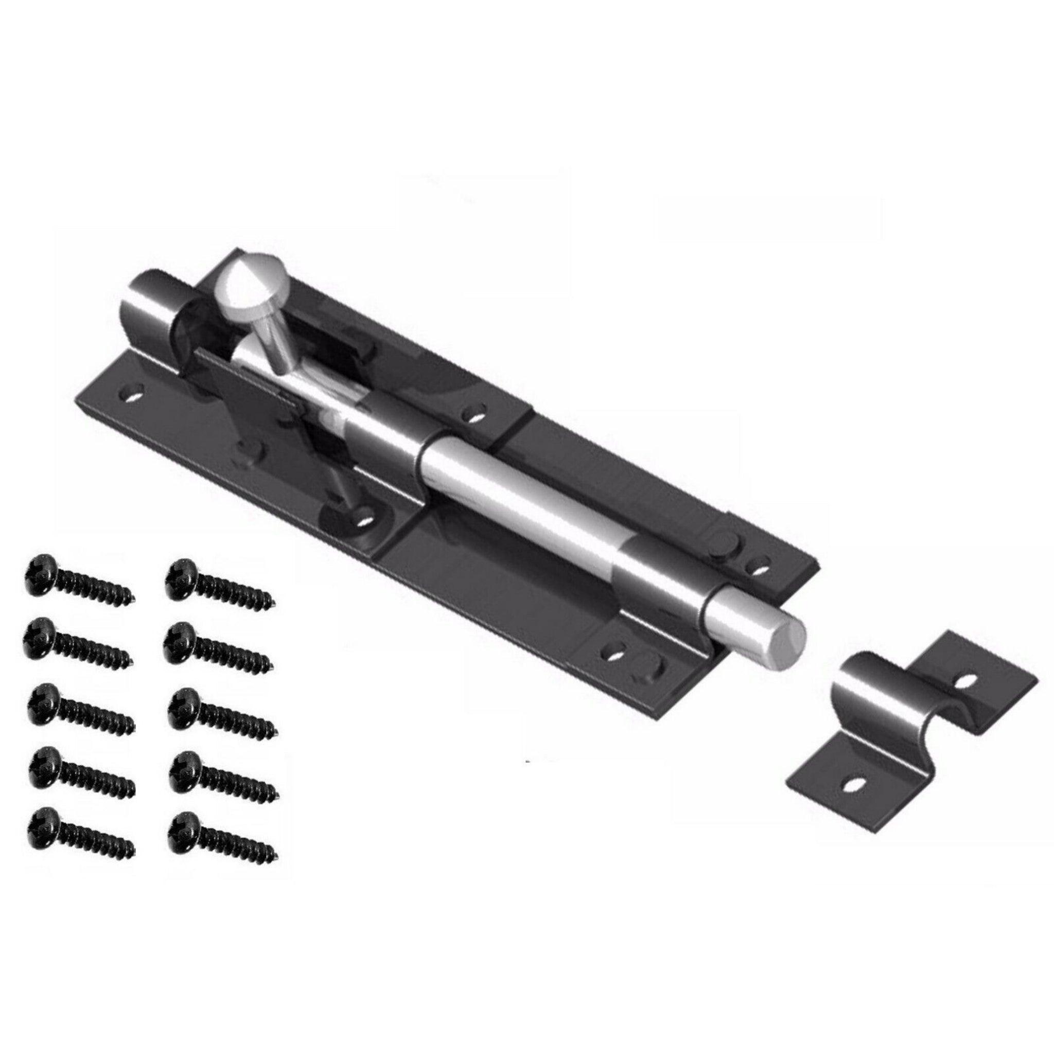Beclen Harp 2x Heavy Duty Large Garden Gate Shed Sliding Door 4"Tower Bolt Black Latch Catch