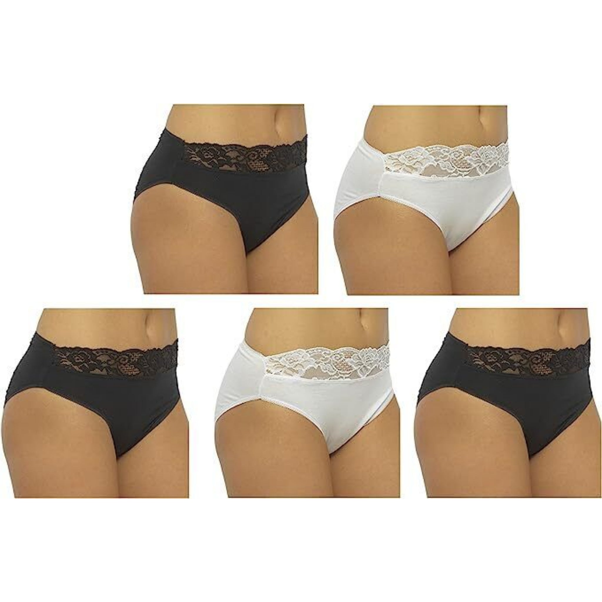 Beclen Harp 5 Pair Women/Ladies Lace High Leg Briefs Pants Knickers Underwears For Adults Size 8-18-Perfect Christmas/Xmas Gift