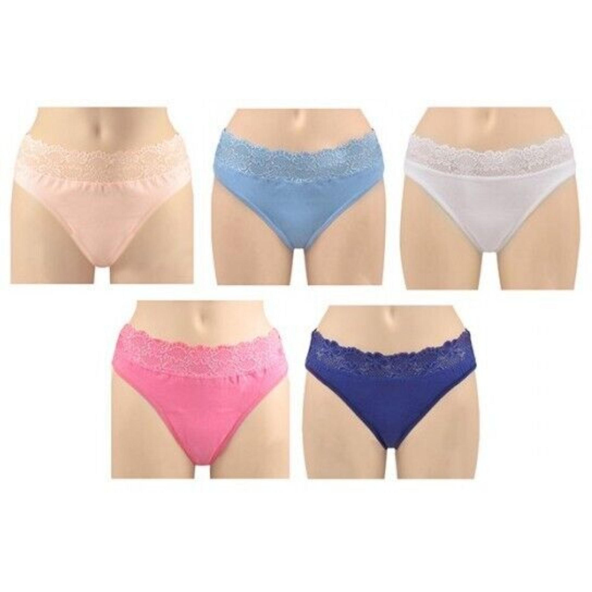 Beclen Harp 5 Pair Women/Ladies Lace High Leg Briefs Pants Knickers Underwears For Adults Size 8-18-Perfect Christmas/Xmas Gift