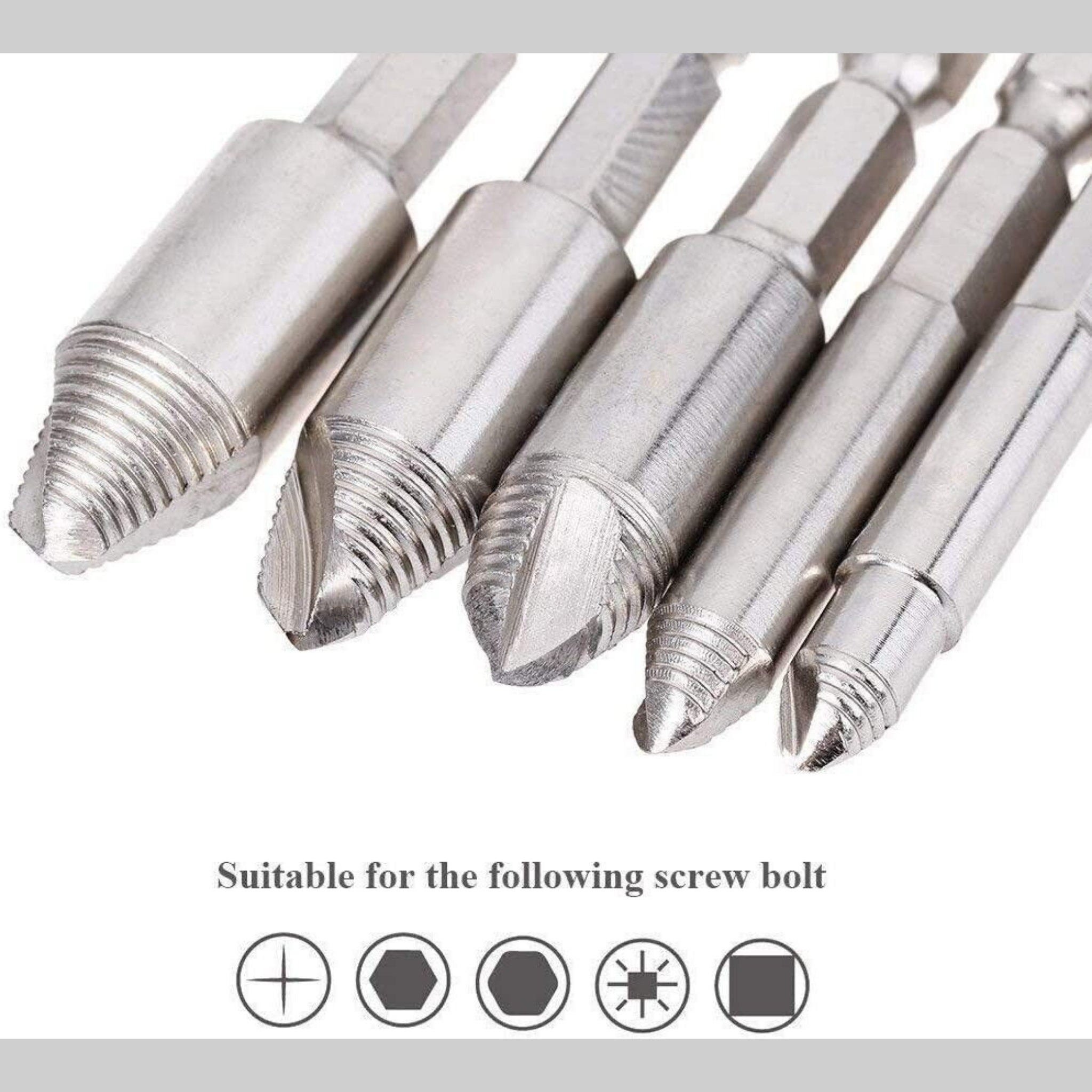 Beclen Harp 5Pc Screw Extractor Drill Bit Set Damaged Broken Bolts & Thread Remover/ Machine Screw, Bolts, Screws