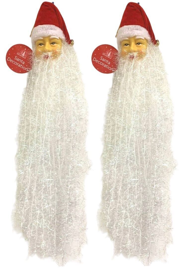 Beclen Harp SANTA HEAD FRONT DOOR HANGING TINSEL CHRISTMAS TREE WALL DECORATIONS SANTA TREE