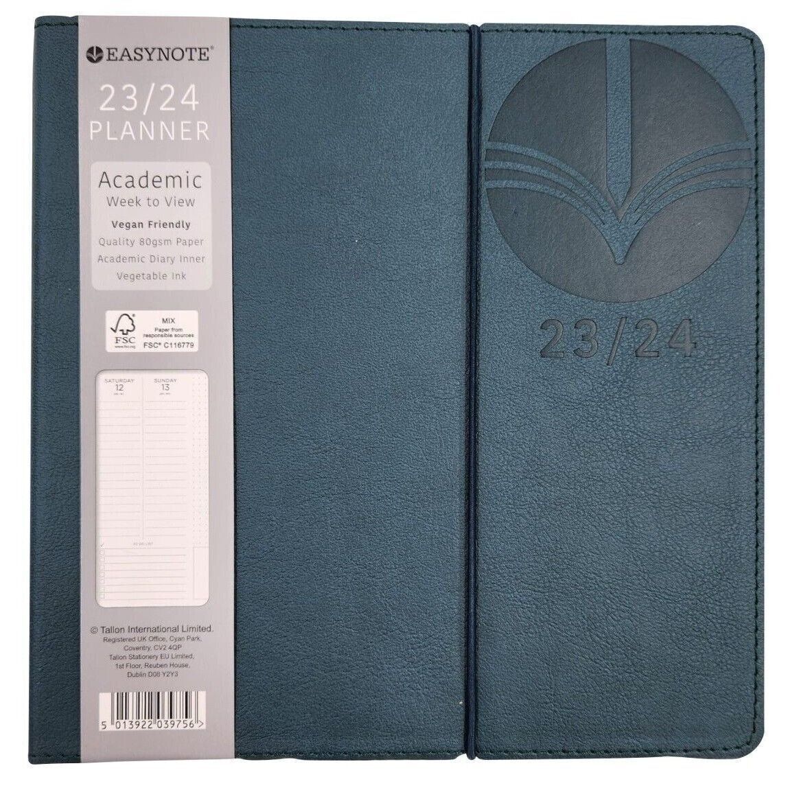 Beclen Harp 2023-2024 Academic Square Week to View Luxury Leather Diary School Office Home