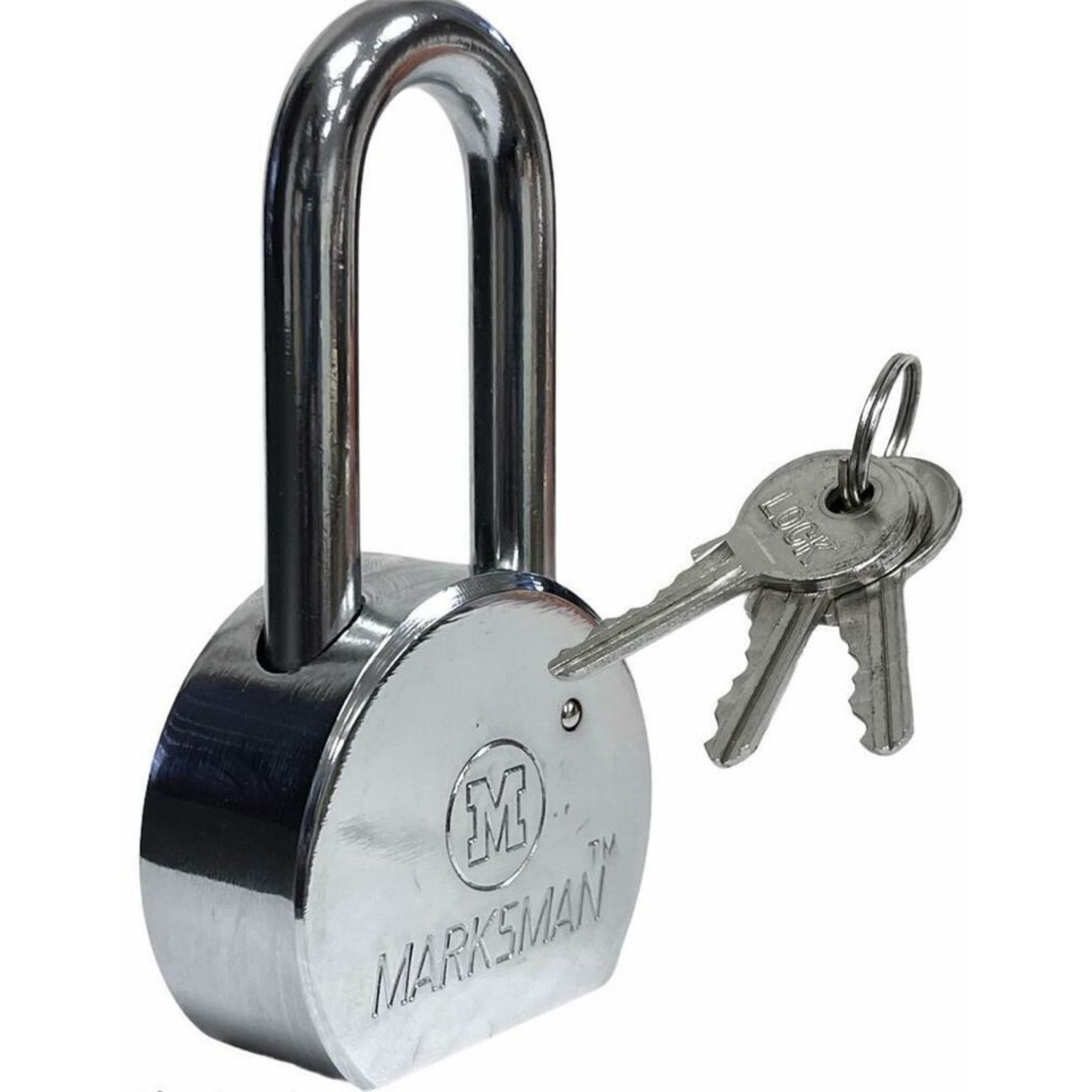 Beclen Harp Heavy Duty Long Shackle 65mm Chrome Big Steel High Garden Garage Security Padlock & 3 Keys