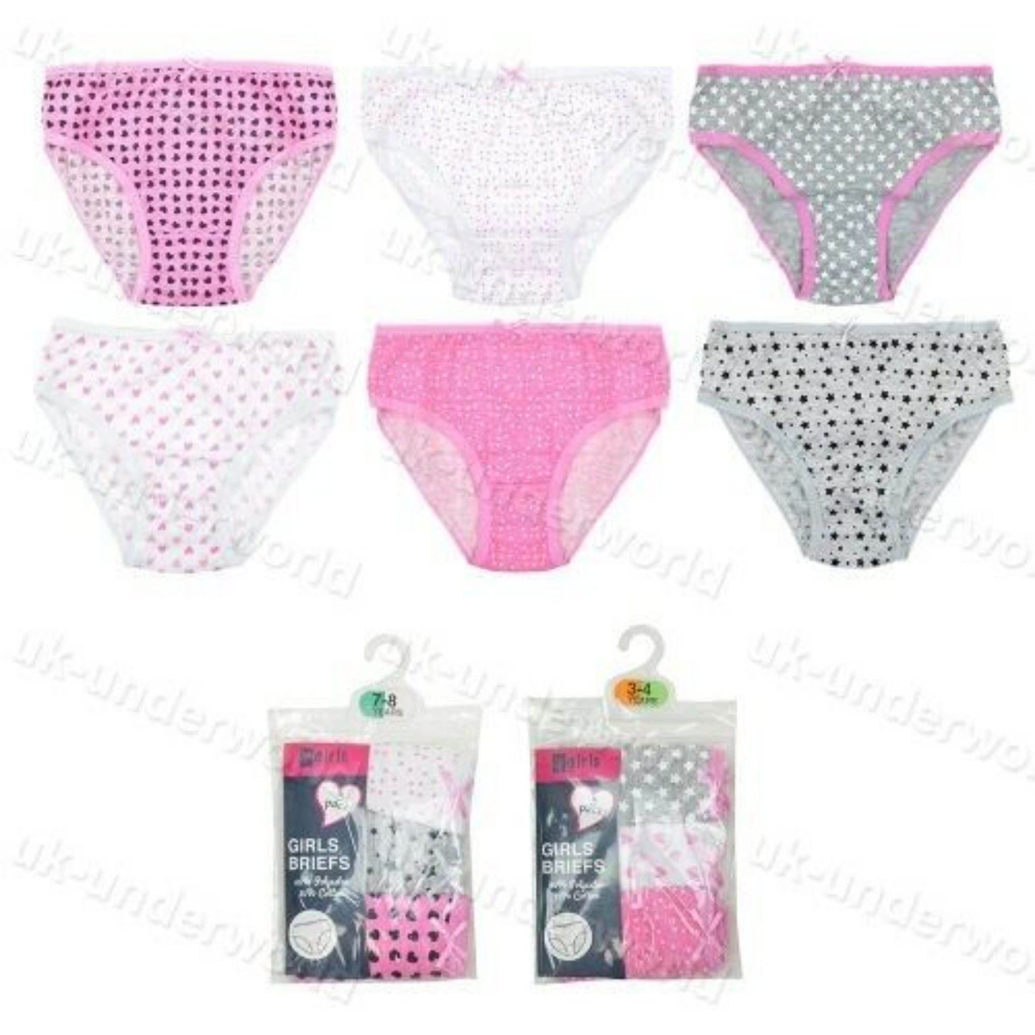 Beclen Harp 6 Pair Children/Kids/Girls Multipack Briefs Underpants Knickers Underwears-Perfect Christmas/Xmas Gift