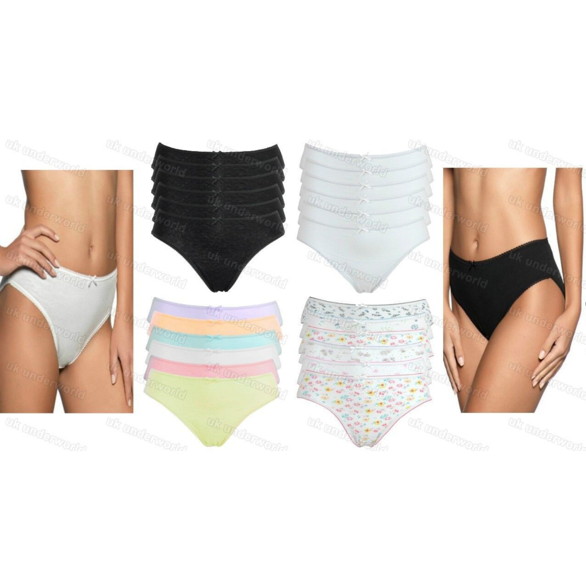 Beclen Harp 6 Pair Women/Ladies Cotton Plain And Floral Briefs Bikini Knickers Pants Underwears For Adults-Perfect Christmas/Xmas Gift