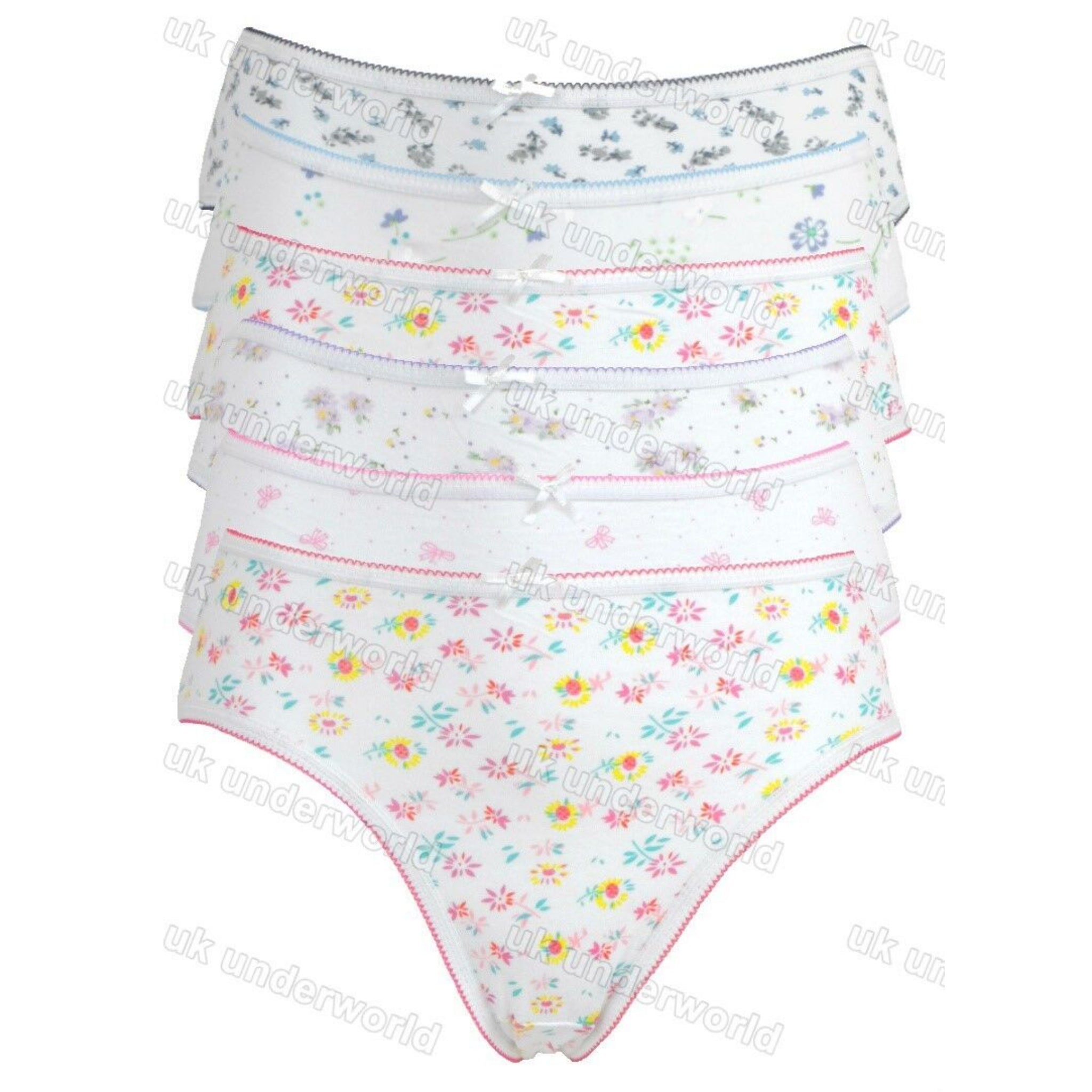 Beclen Harp 6 Pair Women/Ladies Cotton Plain And Floral Briefs Bikini Knickers Pants Underwears For Adults-Perfect Christmas/Xmas Gift