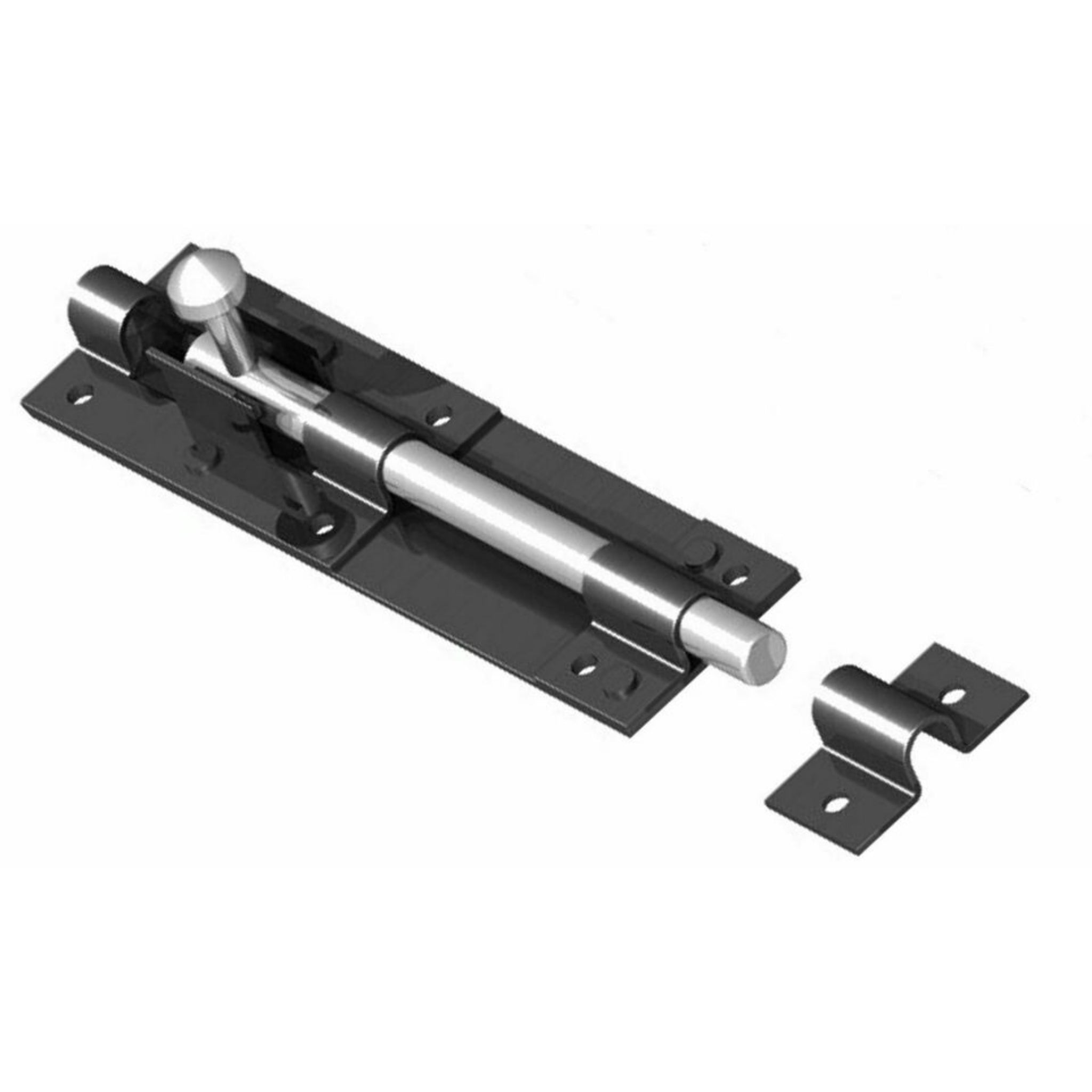 Beclen Harp Heavy Duty 3x Large Garden Gate Shed Sliding Door 8"Tower Bolt Black Latch Catch