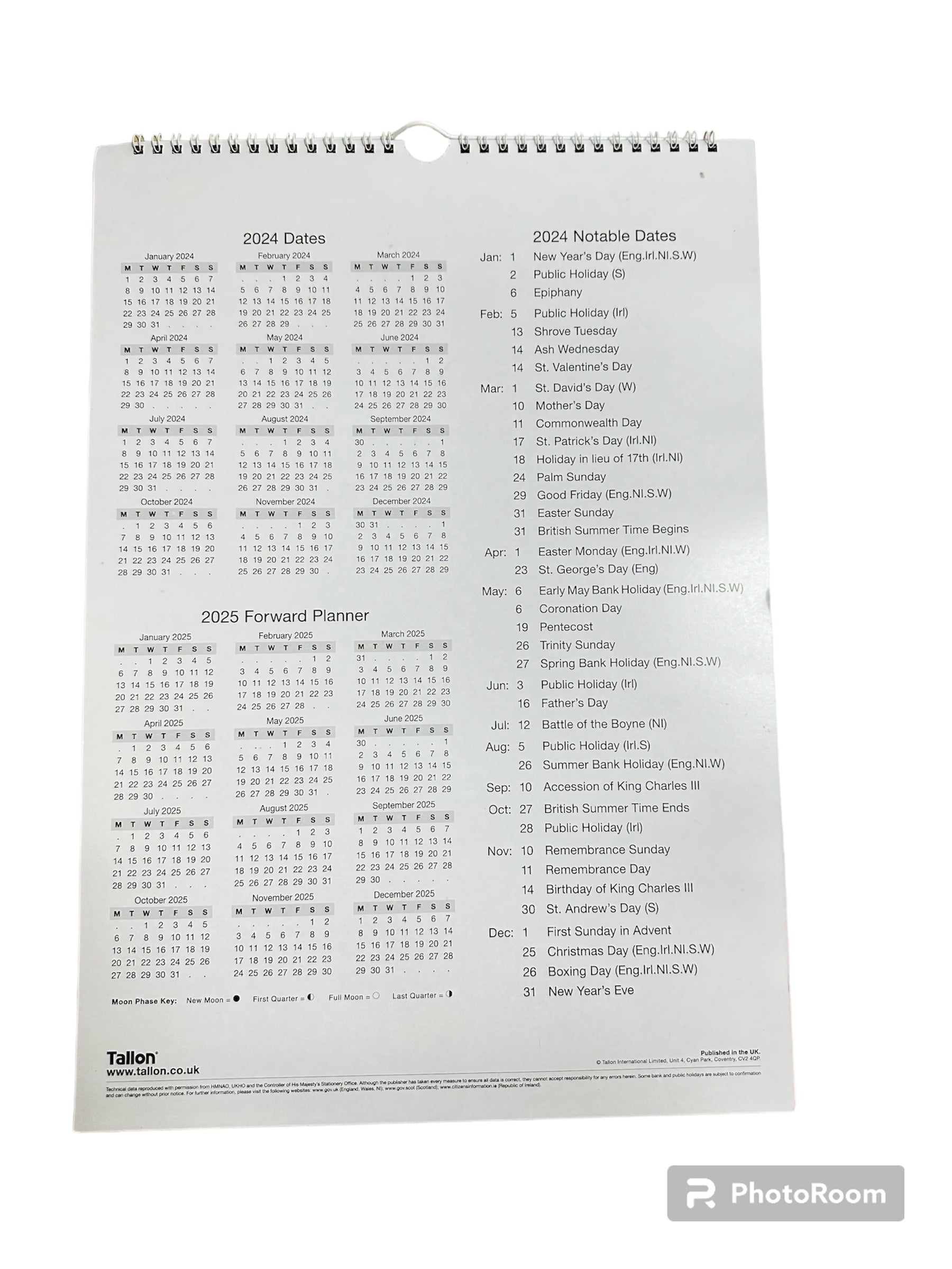 Beclen Harp A3 Easy To View Calendar 2024/ One Month to view Spiral And Wall Large Print Notes Calendar