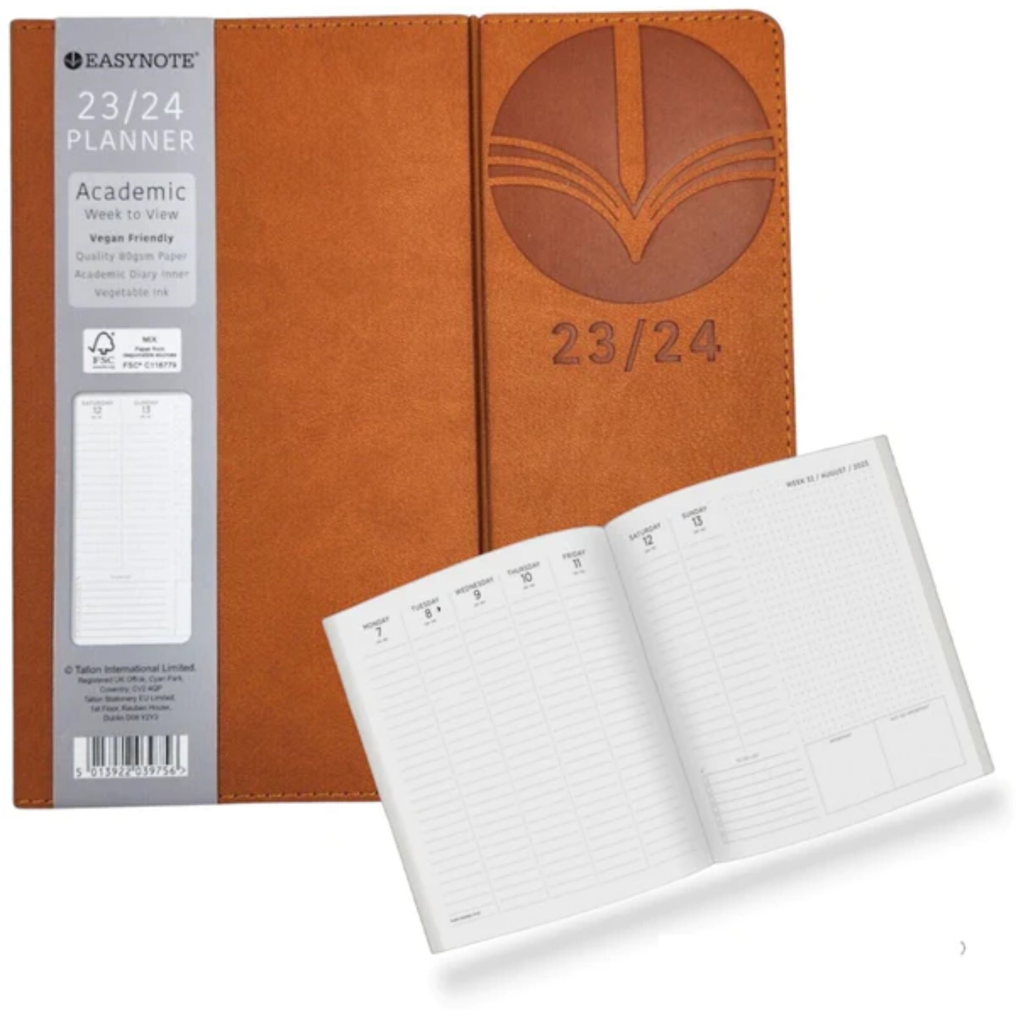 Beclen Harp 2023-2024 Academic Square Week to View Luxury Leatherette Diary School Office...