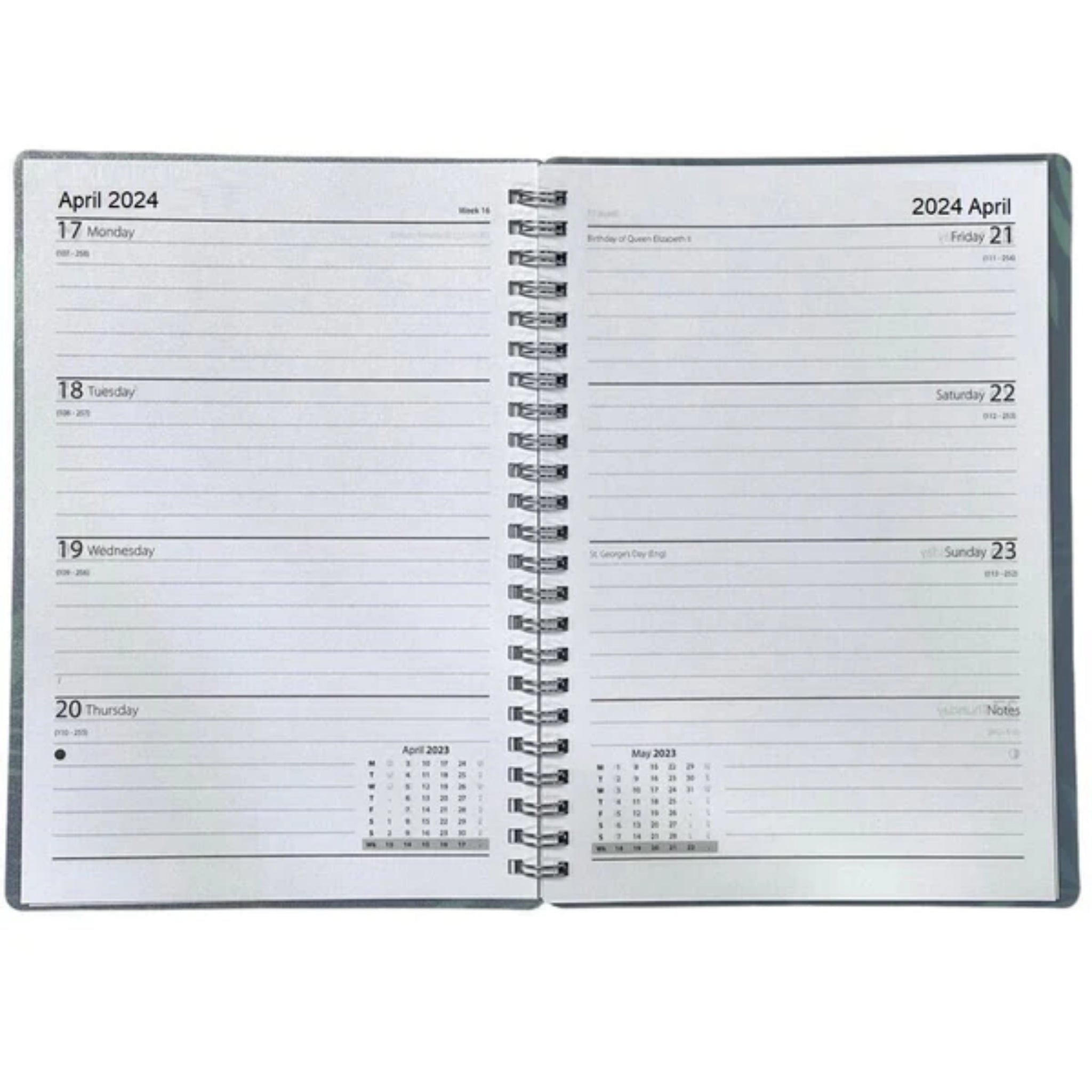 Beclen Harp 2023-2024 Academic A5 Week to View WIRO Hearts Cover Diary School Year Teacher