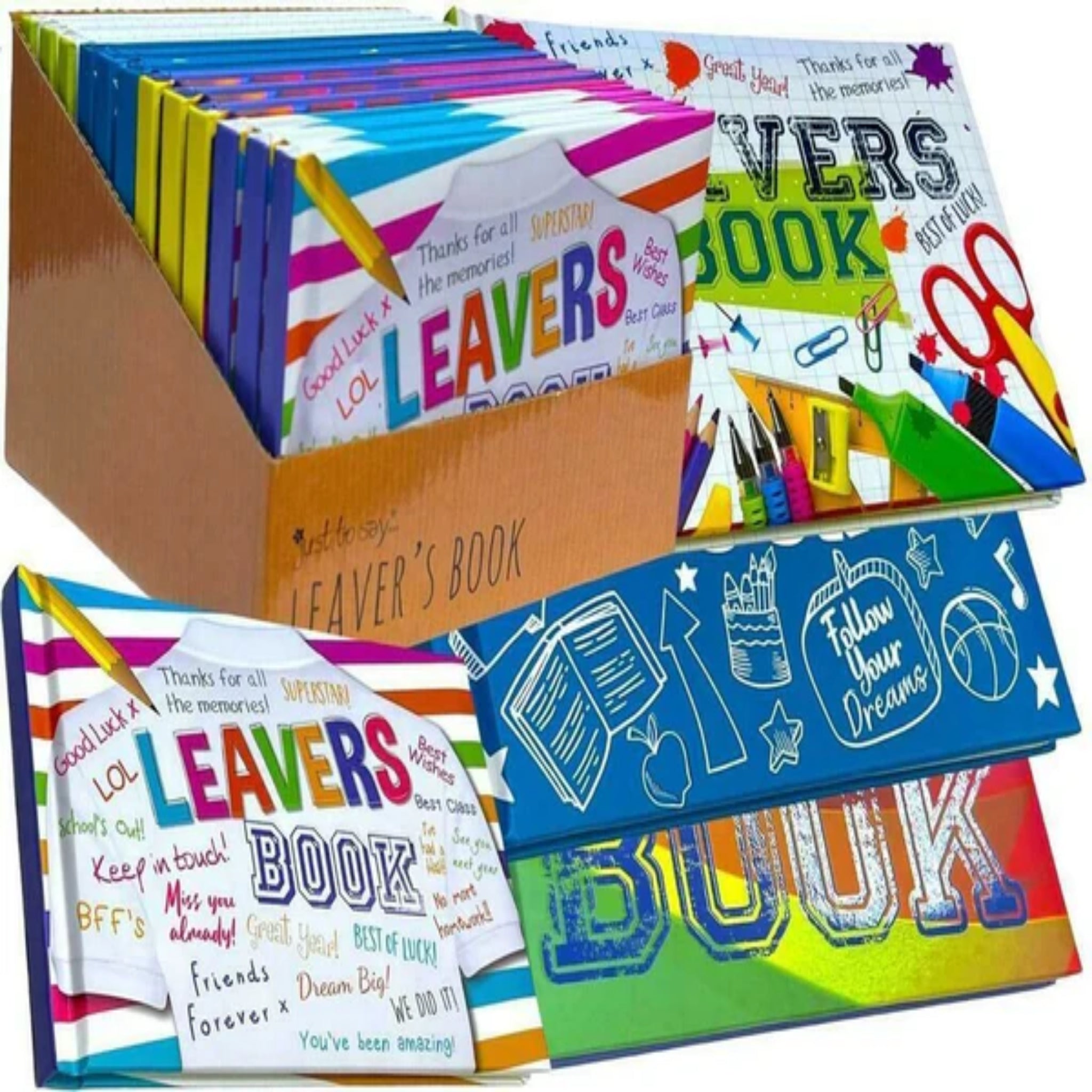 Beclen Harp 12 Pack Leavers Book School College Autograph Book Hard Backed Padded Cover Bulk