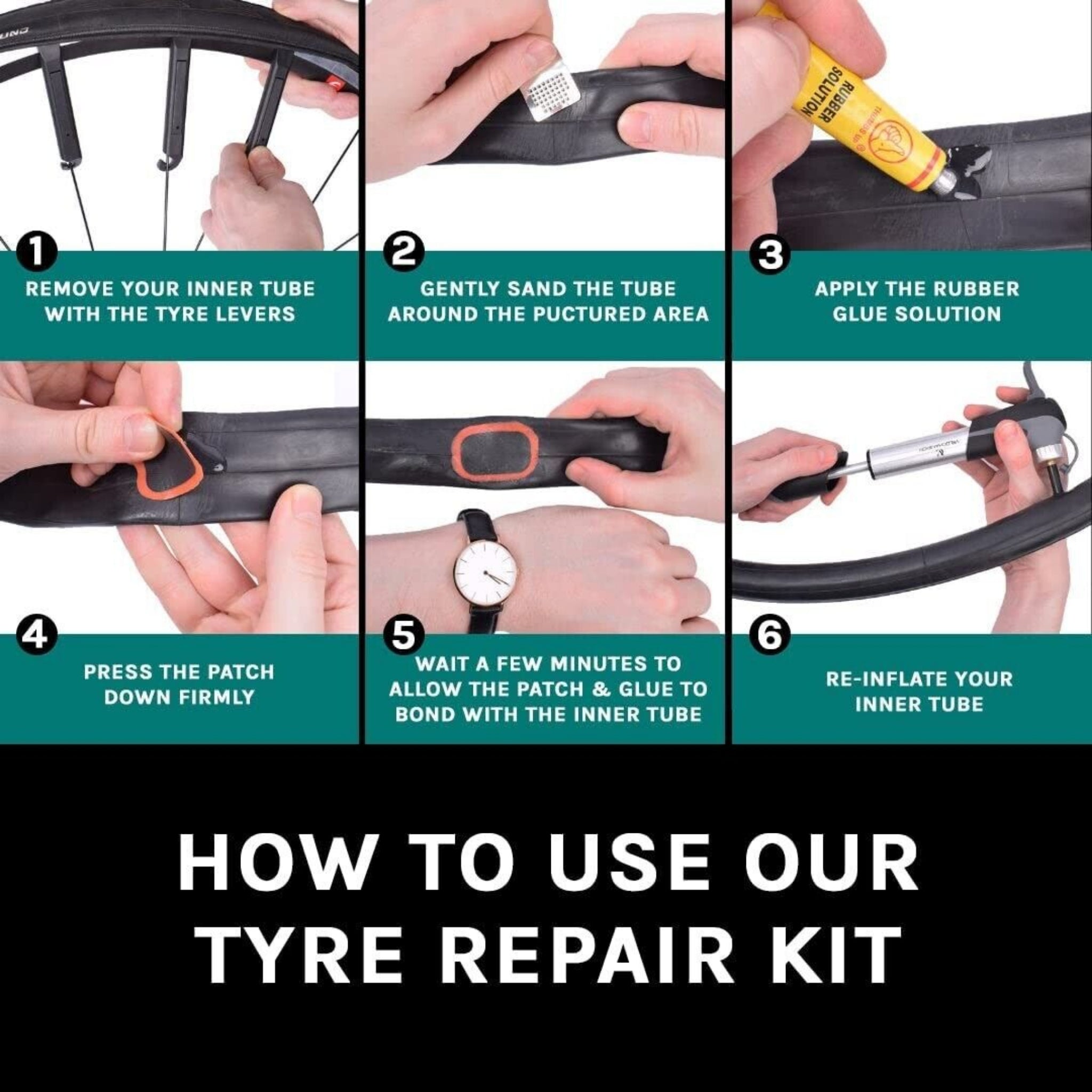 Beclen Harp 10pc Bicycle/Bike/Cycle Puncture Repair Portable Tool Kit Including Inner Tube Patch And Glue