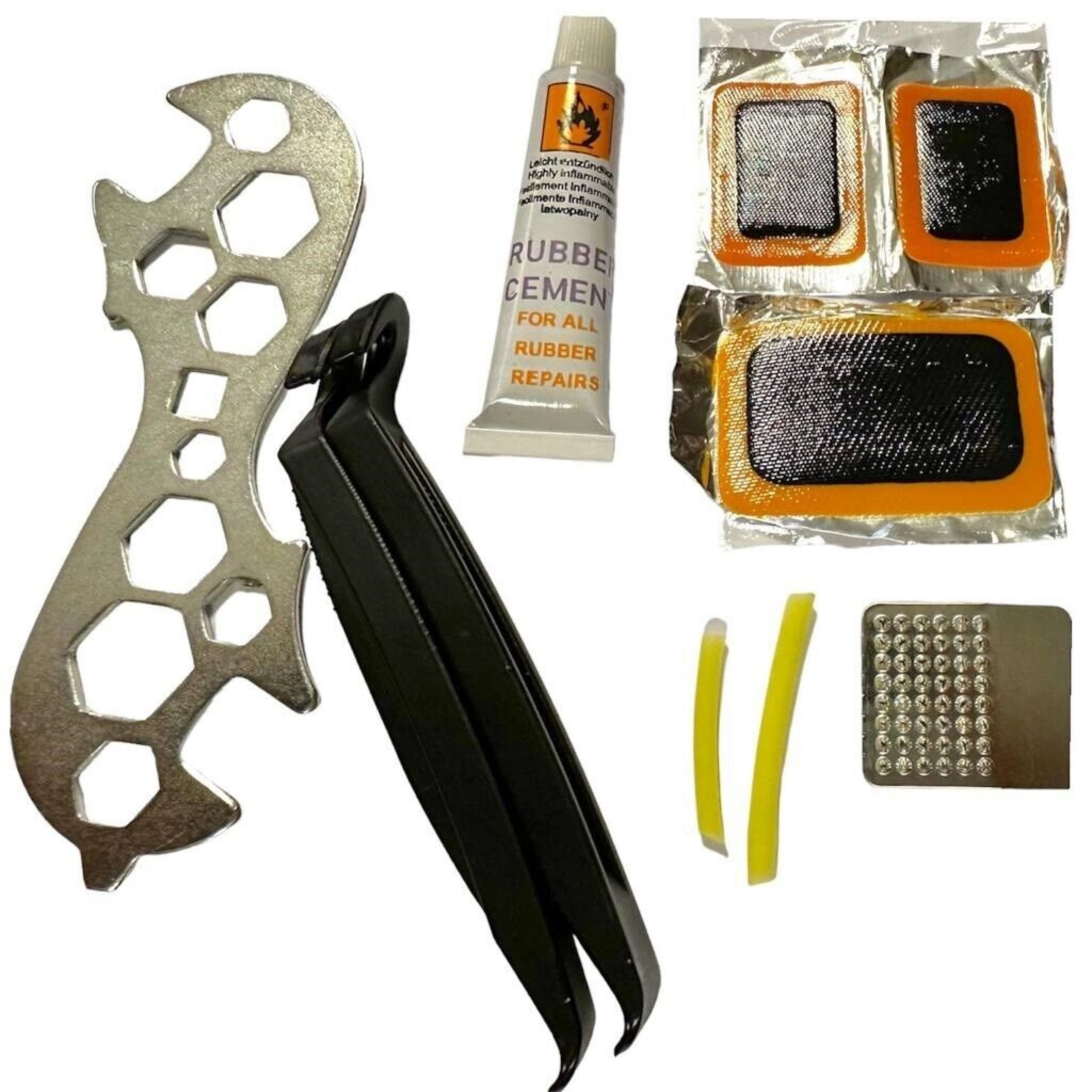 Beclen Harp 10pc Bicycle/Bike/Cycle Puncture Repair Portable Tool Kit Including Inner Tube Patch And Glue