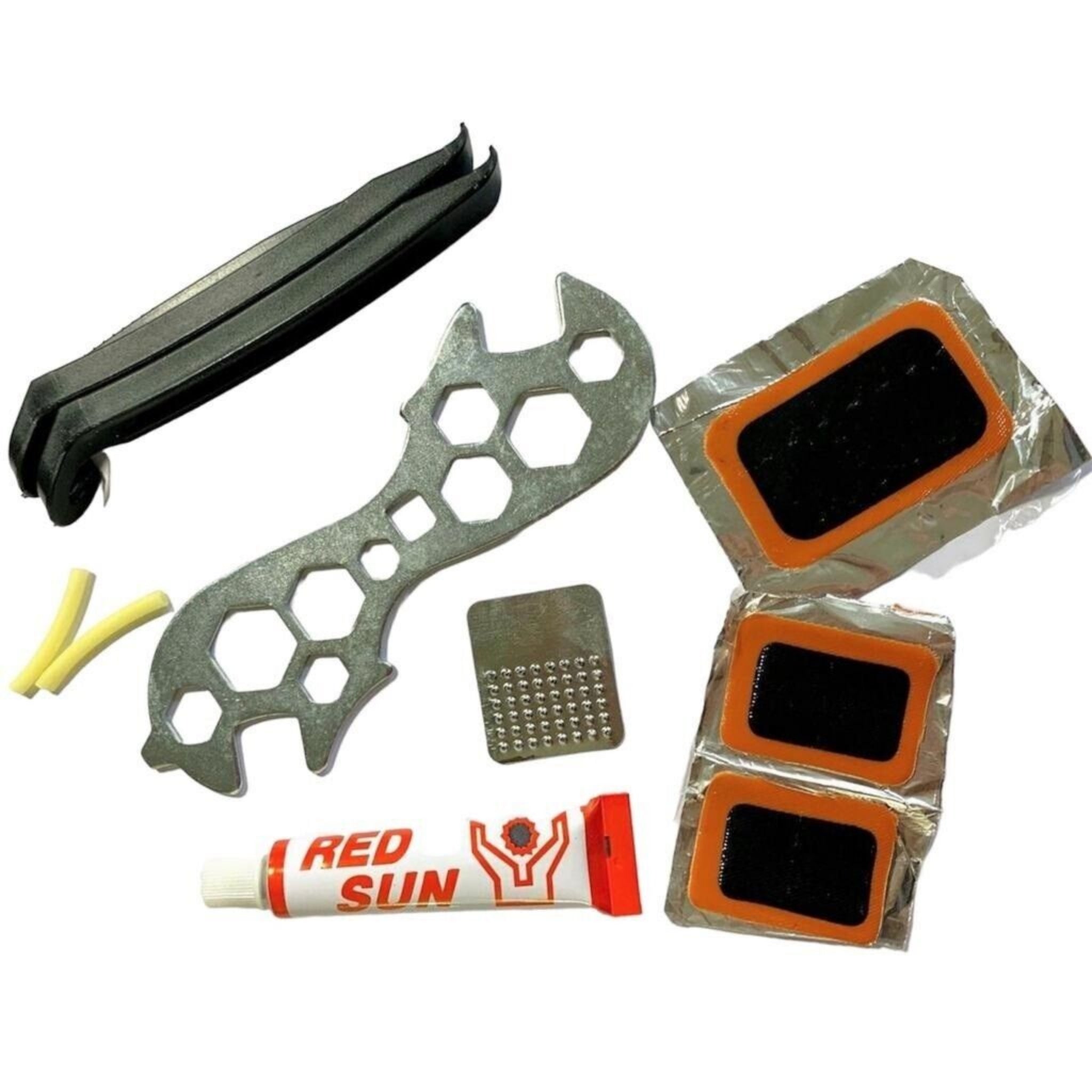 Beclen Harp 10pc Bicycle/Bike/Cycle Puncture Repair Portable Tool Kit Including Inner Tube Patch And Glue