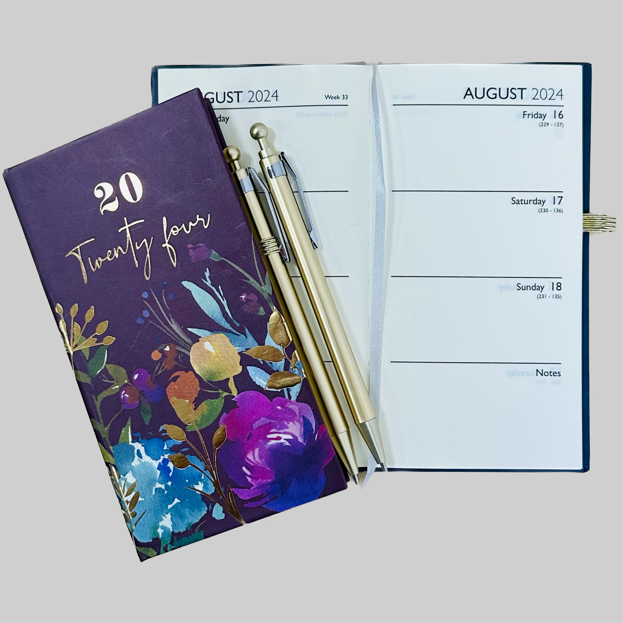 Beclen Harp 2024 Week To View/WTV Personal Executive Cute Botanical Slimline/Pocket/Easy To Go Diary
