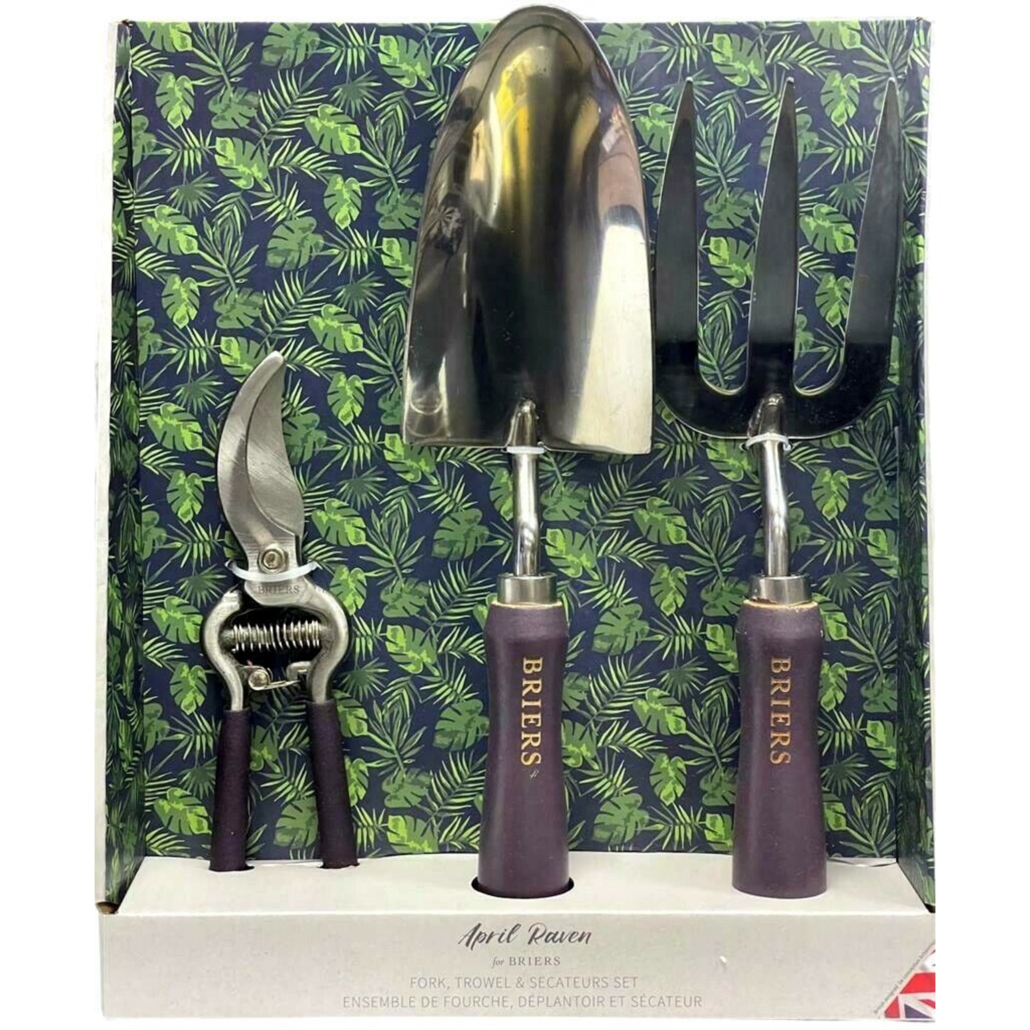 Beclen Harp Tropical Forest Stainless Garden Fork Trowel and Secateurs 3Set Gift Pack Weeding Digging Shovel Planting Potting