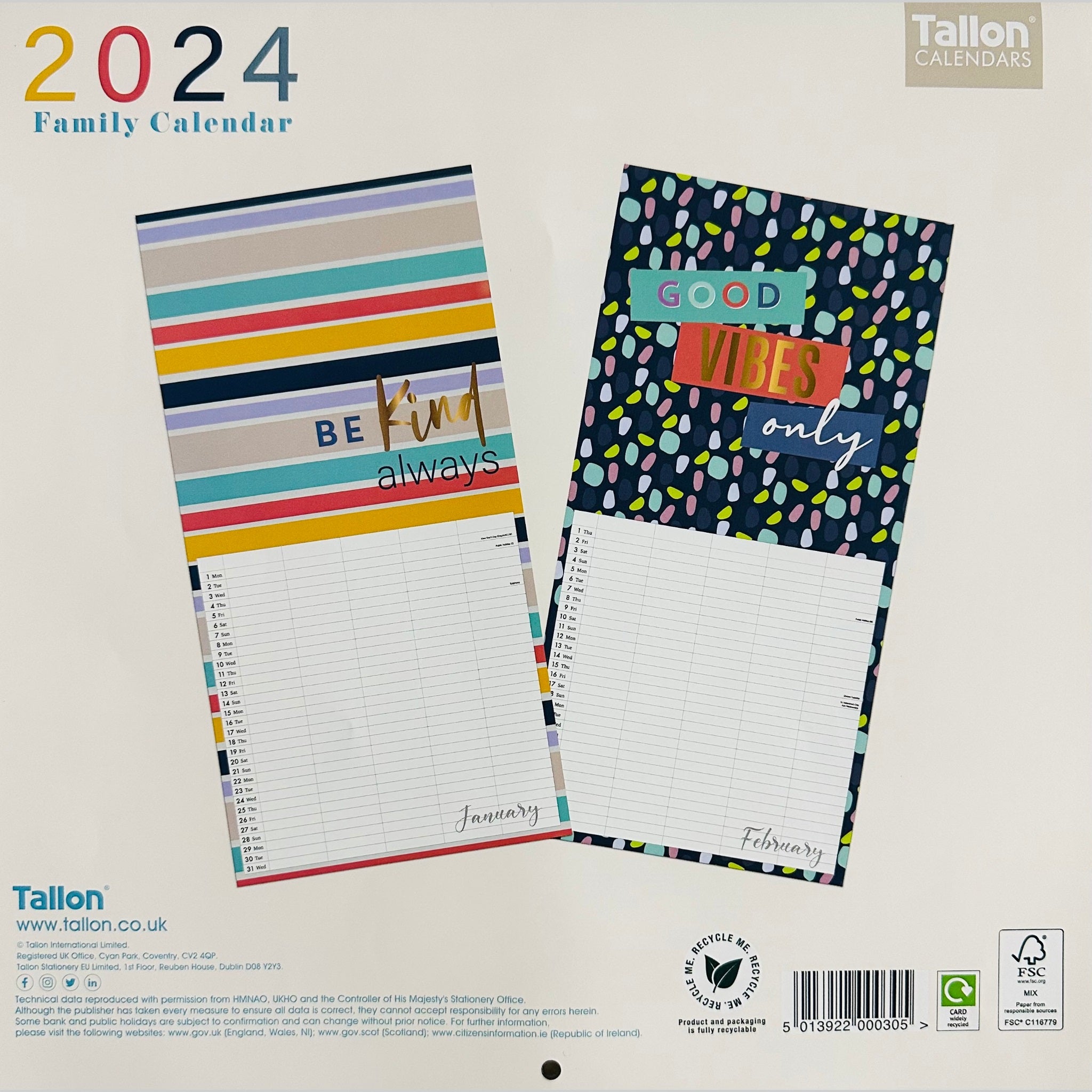 Beclen Harp 2024 Large Family Organiser Month To View/ Easy To View 5 Columns Planner Gold Style Wild , Best Life