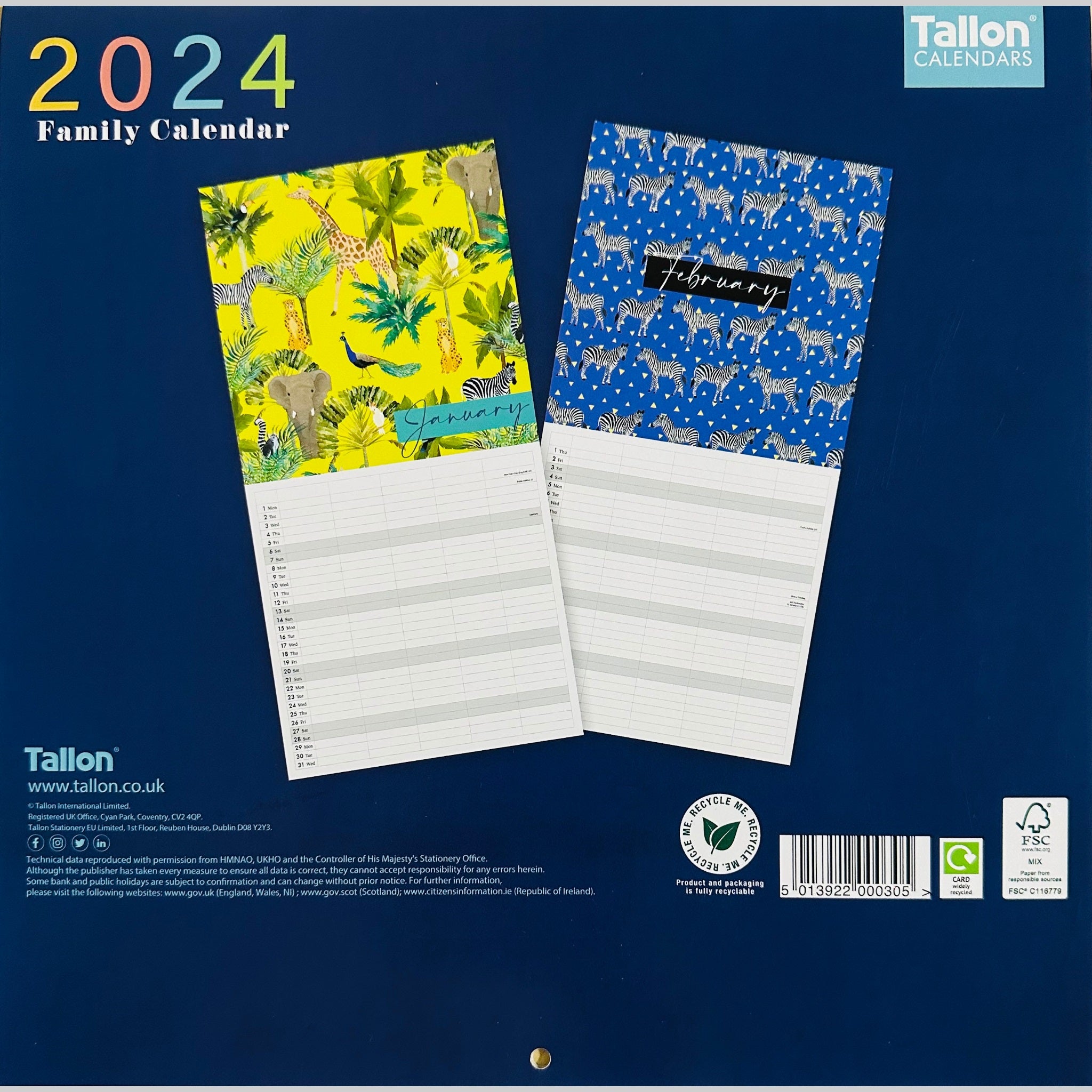Beclen Harp 2024 Large Family Organiser Month To View/ Easy To View 5 Columns Planner Gold Style Wild , Best Life