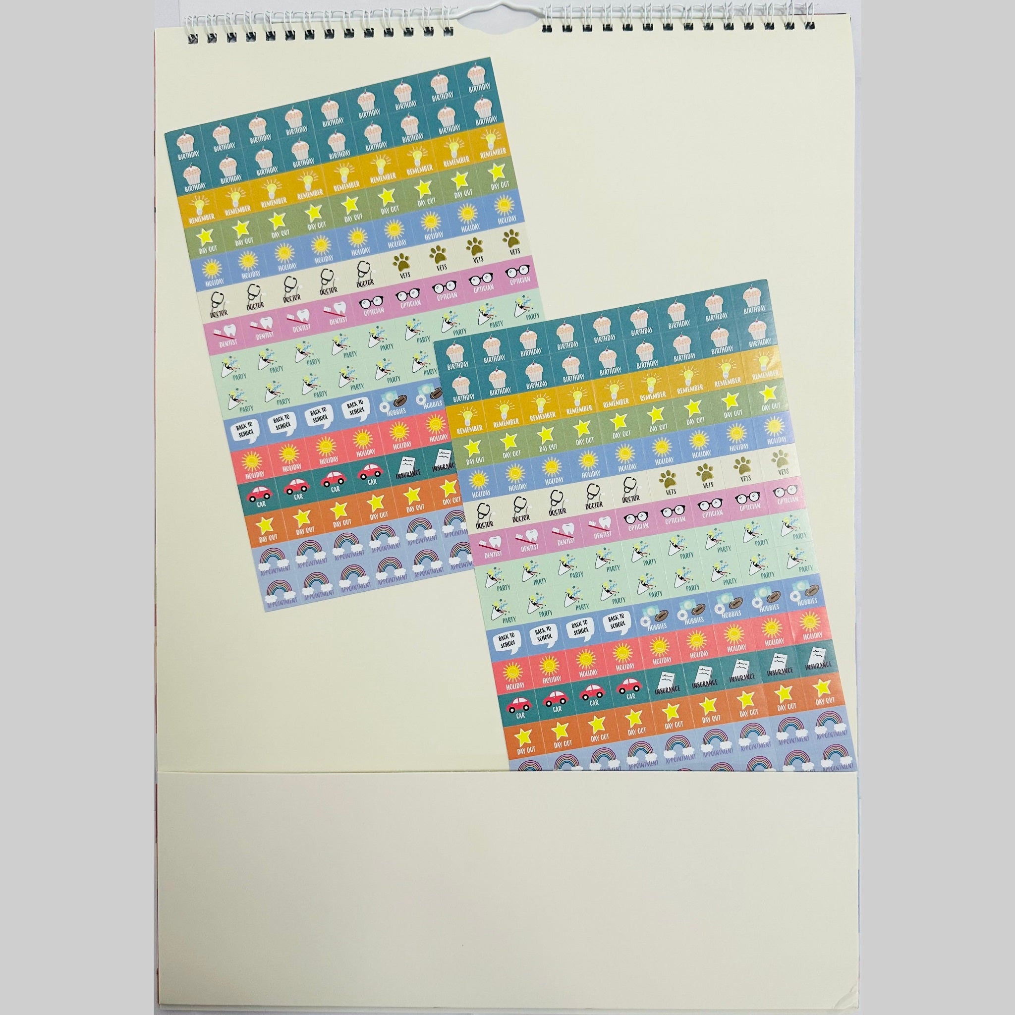 Beclen Harp 2024 MTV/ A3 Large Notes Section Family Home Organiser Planner Calendar Month To View Stickers Sheet & Handy Pocket/ Long Wall Planner Stripes, Flowers