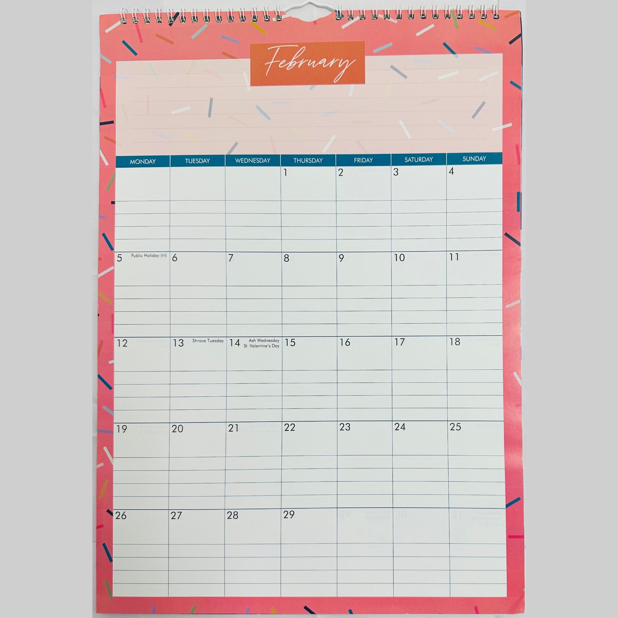 Beclen Harp 2024 MTV/ A3 Large Notes Section Family Home Organiser Planner Calendar Month To View Stickers Sheet & Handy Pocket/ Long Wall Planner Stripes, Flowers