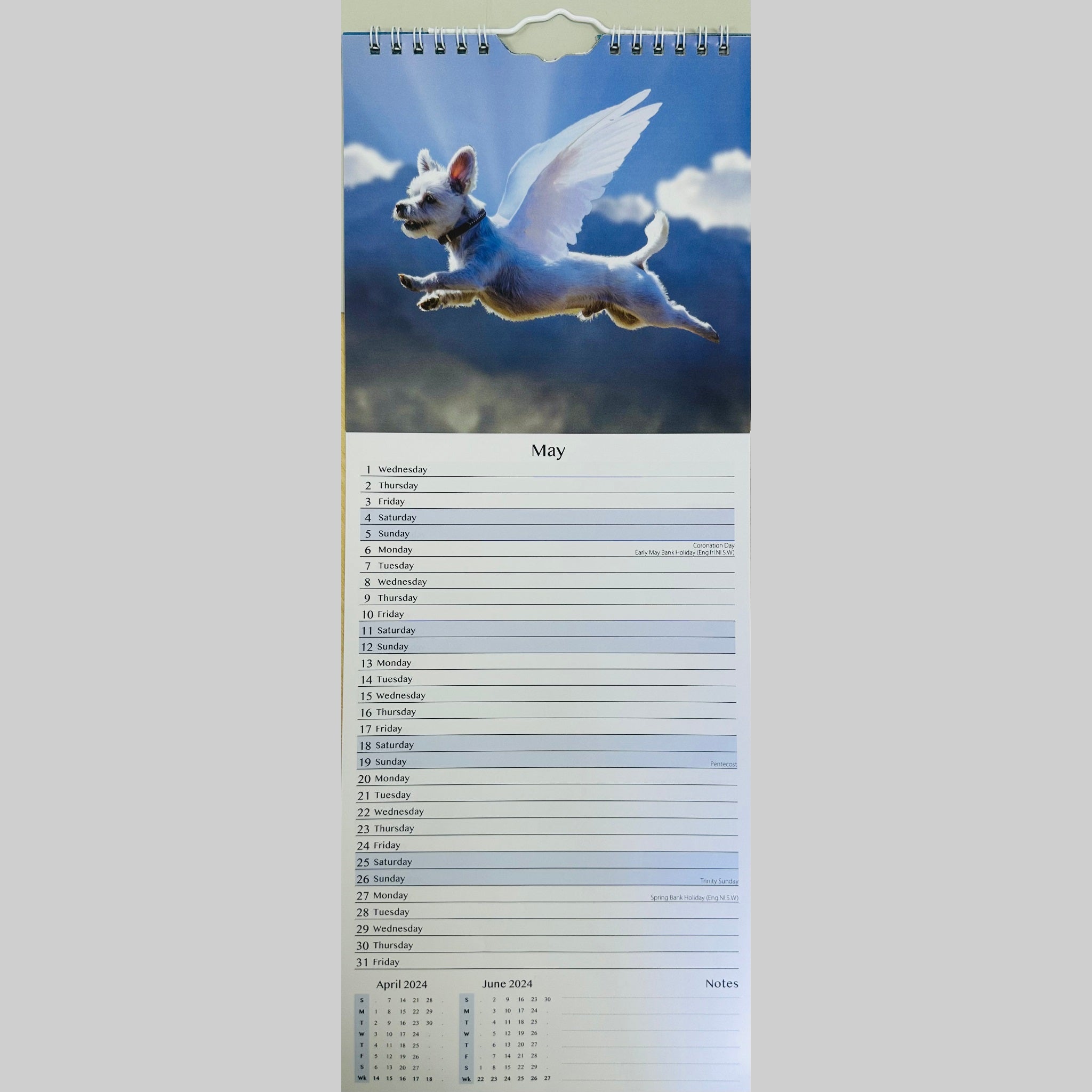 Beclen Harp Super Slim Month to View Spiral Bound Hanging Wall Calendar Home Office 2024