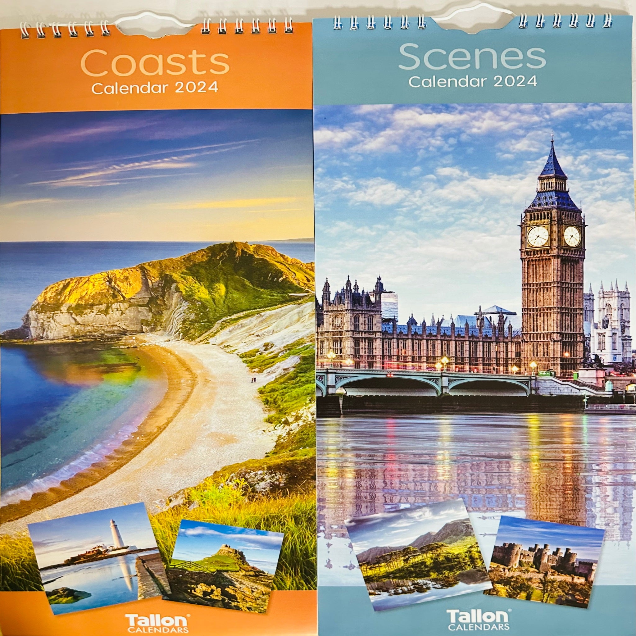 Beclen Harp Super Slim Month to View Spiral Bound Hanging Wall Calendar Home Office 2024 Coasts and Scenes