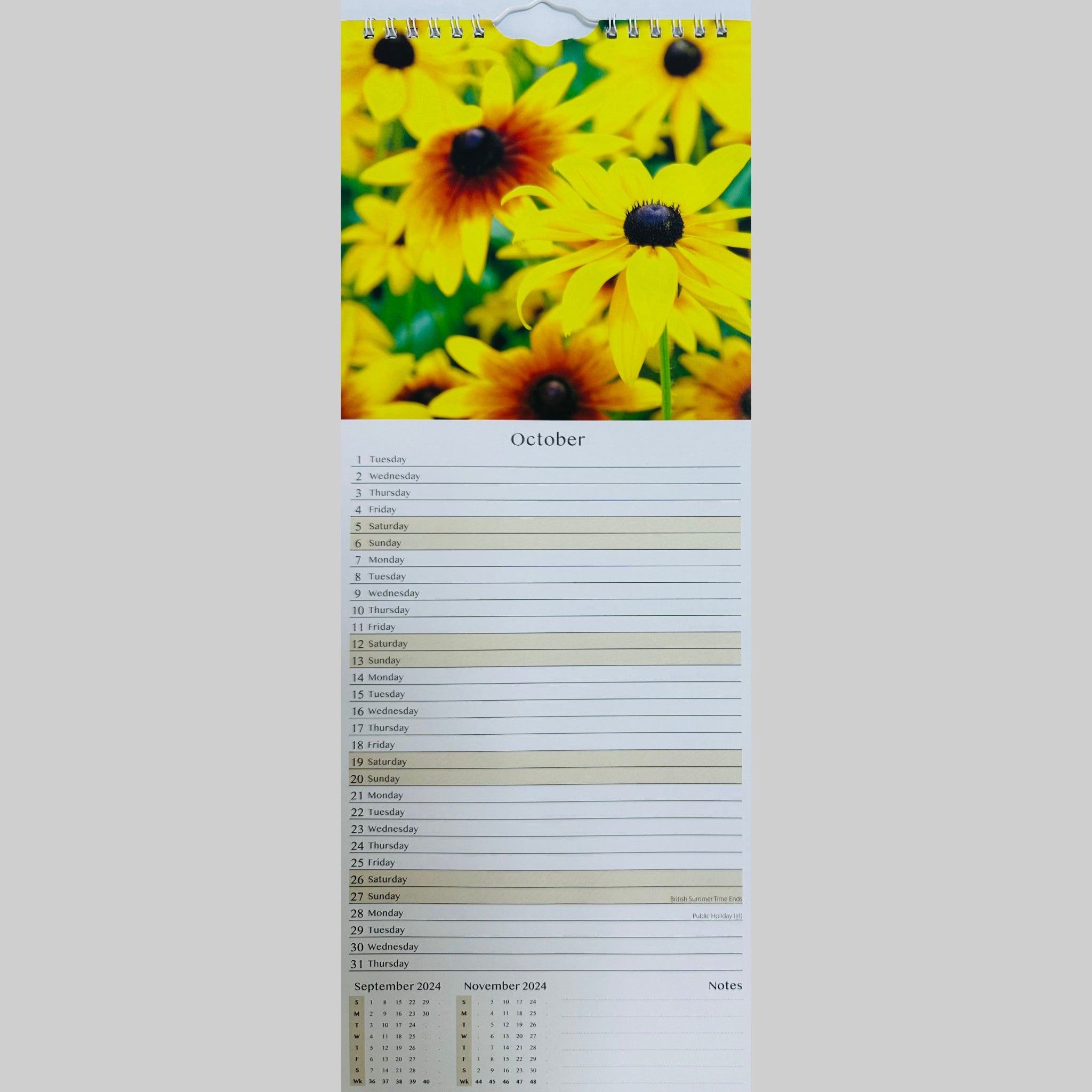 Beclen Harp Super Slim Month to View Spiral Bound Hanging Wall Calendar Home Office 2024