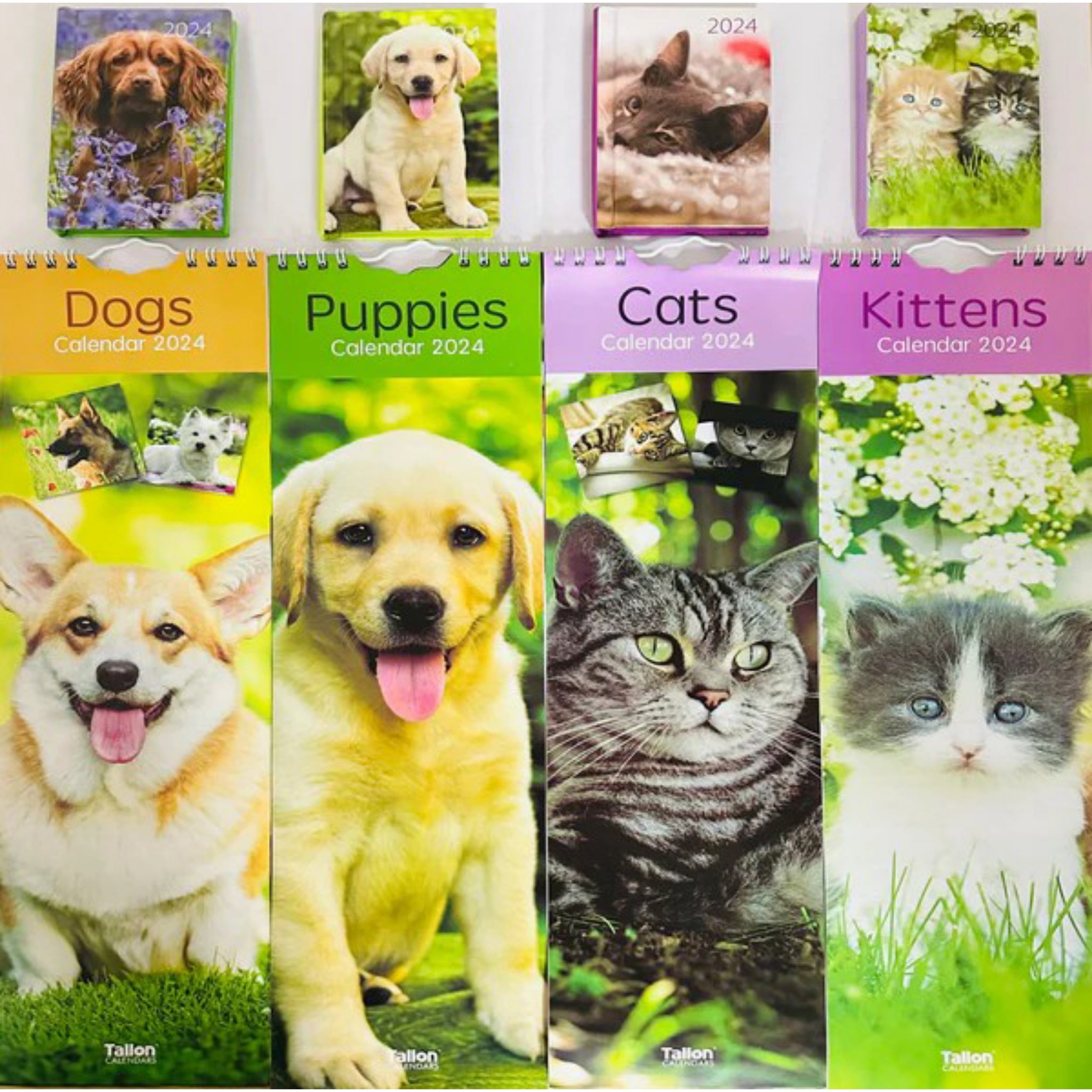 Beclen Harp 2024 Slim wall Calendar Month to View Home office School Calendar With Daily Notes & Pocket Diary/ Spiral Bound Hanging Wall Calendar Cats Dogs Puppies Kittens
