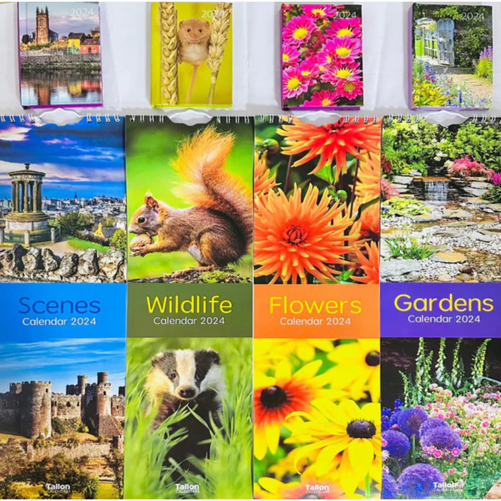 Beclen Harp 2024 Slim wall Calendar Month to View Home office School Calendar With Daily Notes & Pocket Diary/ Spiral Bound Hanging Wall Calendar Flower Garden Wildlife Scenes