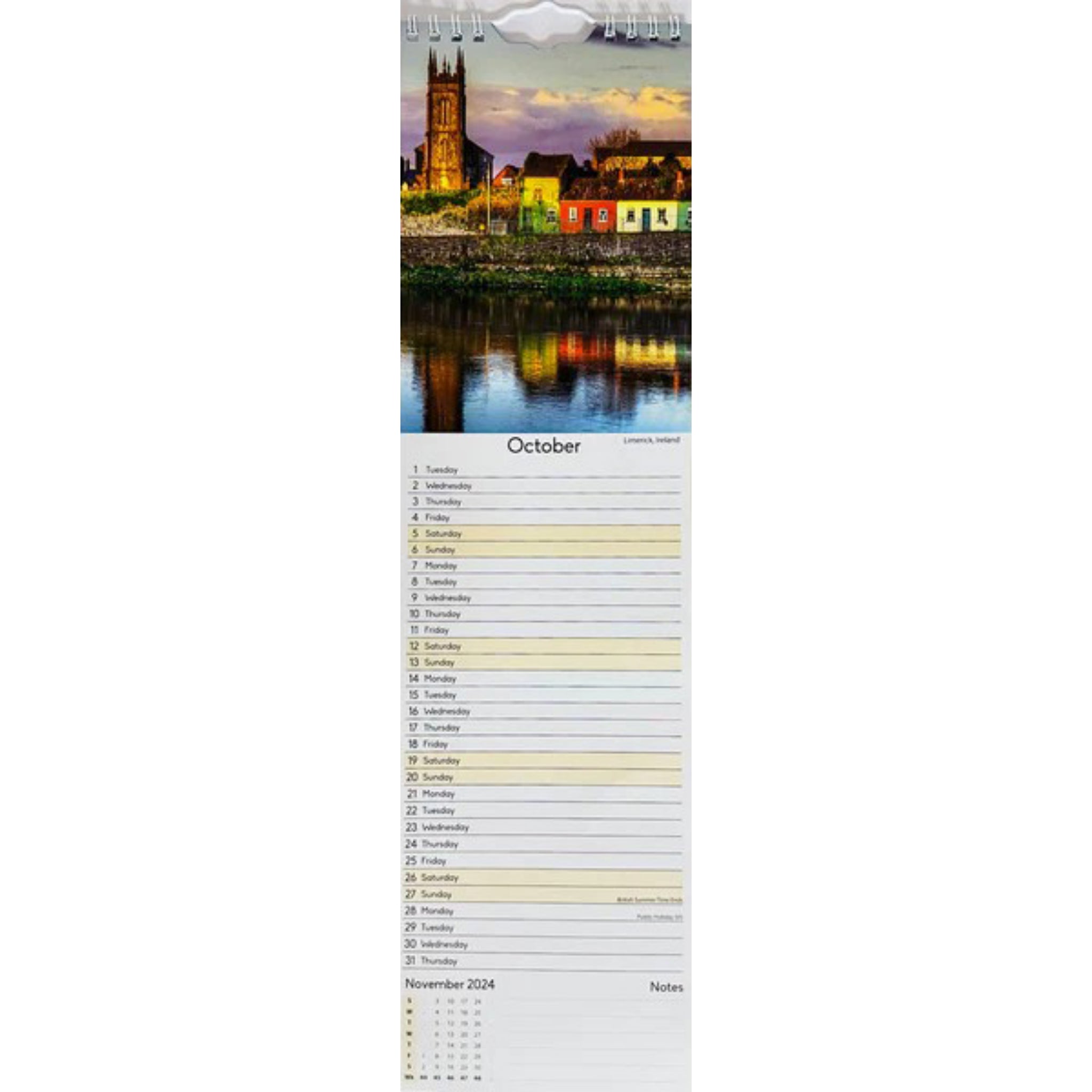 Beclen Harp 2024 Slim wall Calendar Month to View Home office School Calendar With Daily Notes & Pocket Diary/ Spiral Bound Hanging Wall Calendar Flower Garden Wildlife Scenes