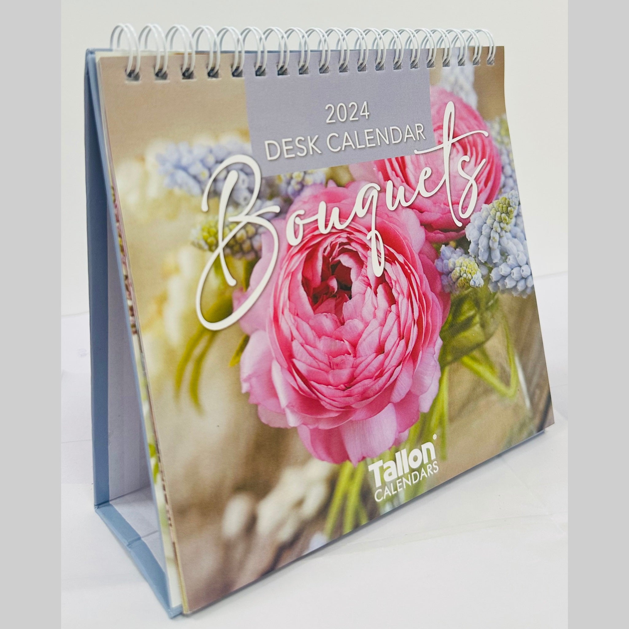 Beclen Harp 2024 Month To View Flip Over Desktop Calendar Flowers Floral Bouquet/ Home Office Table Work top Planner Organiser