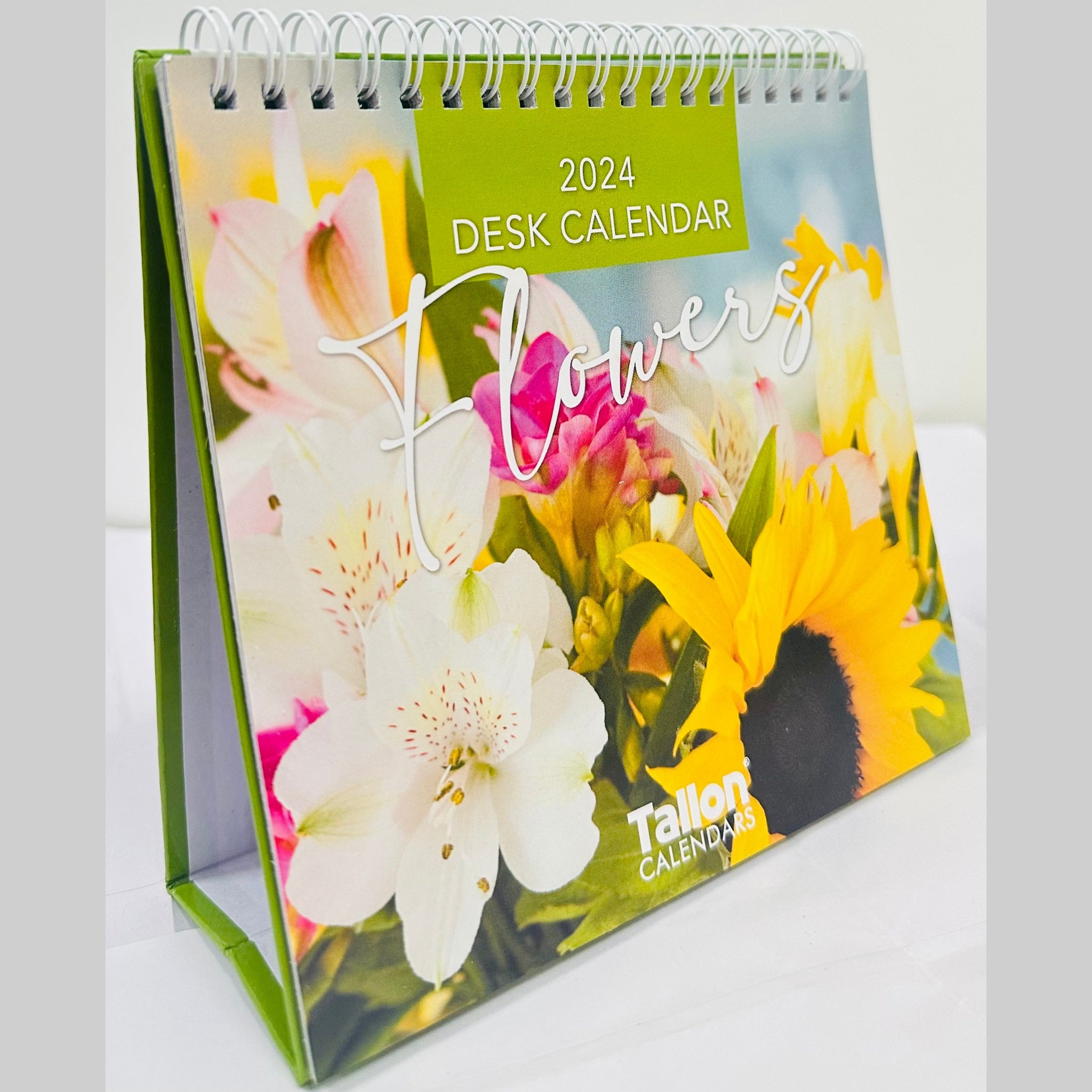 Beclen Harp 2024 Month To View Flip Over Desktop Calendar Flowers Floral Bouquet/ Home Office Table Work top Planner Organiser