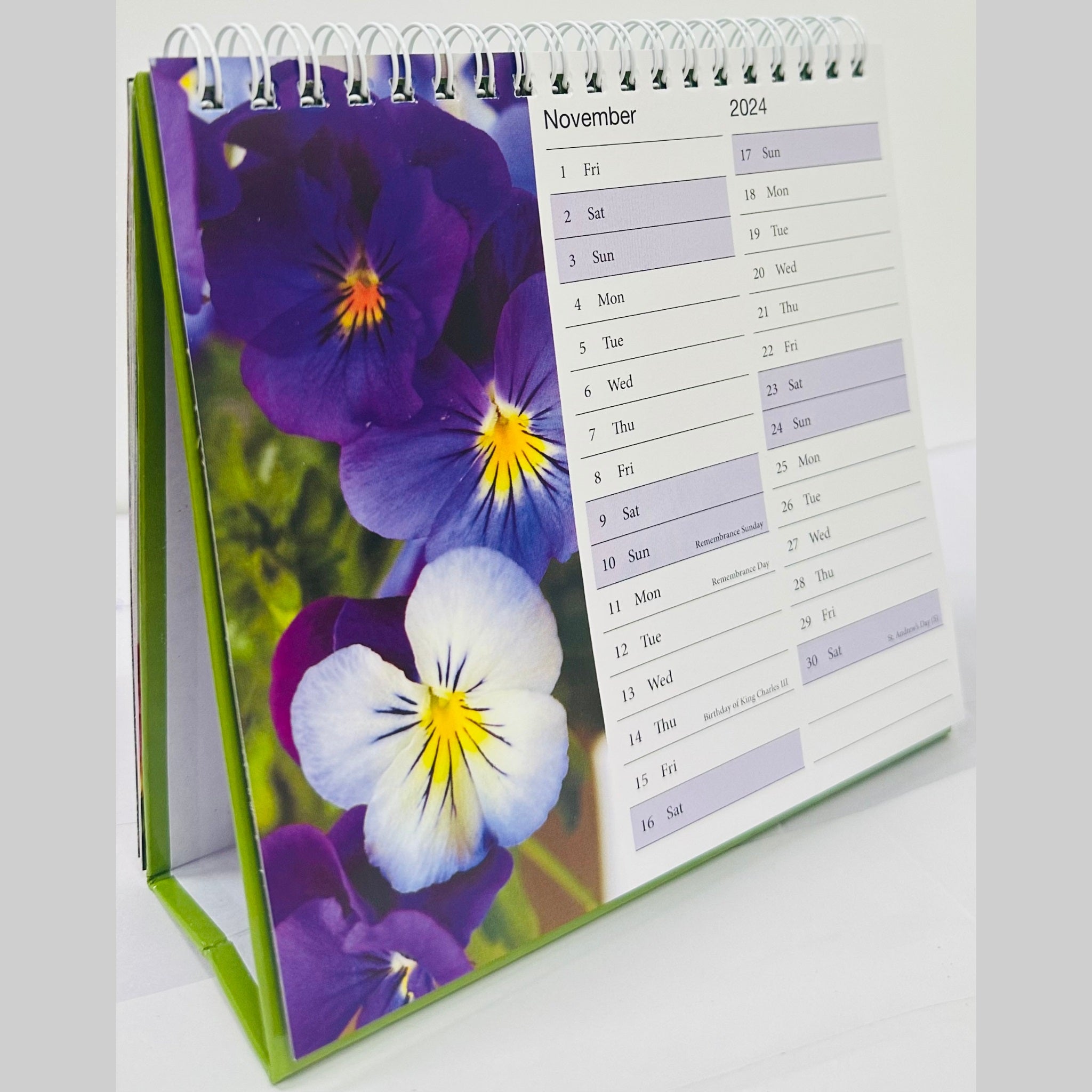 Beclen Harp 2024 Month To View Flip Over Desktop Calendar Flowers Floral Bouquet/ Home Office Table Work top Planner Organiser