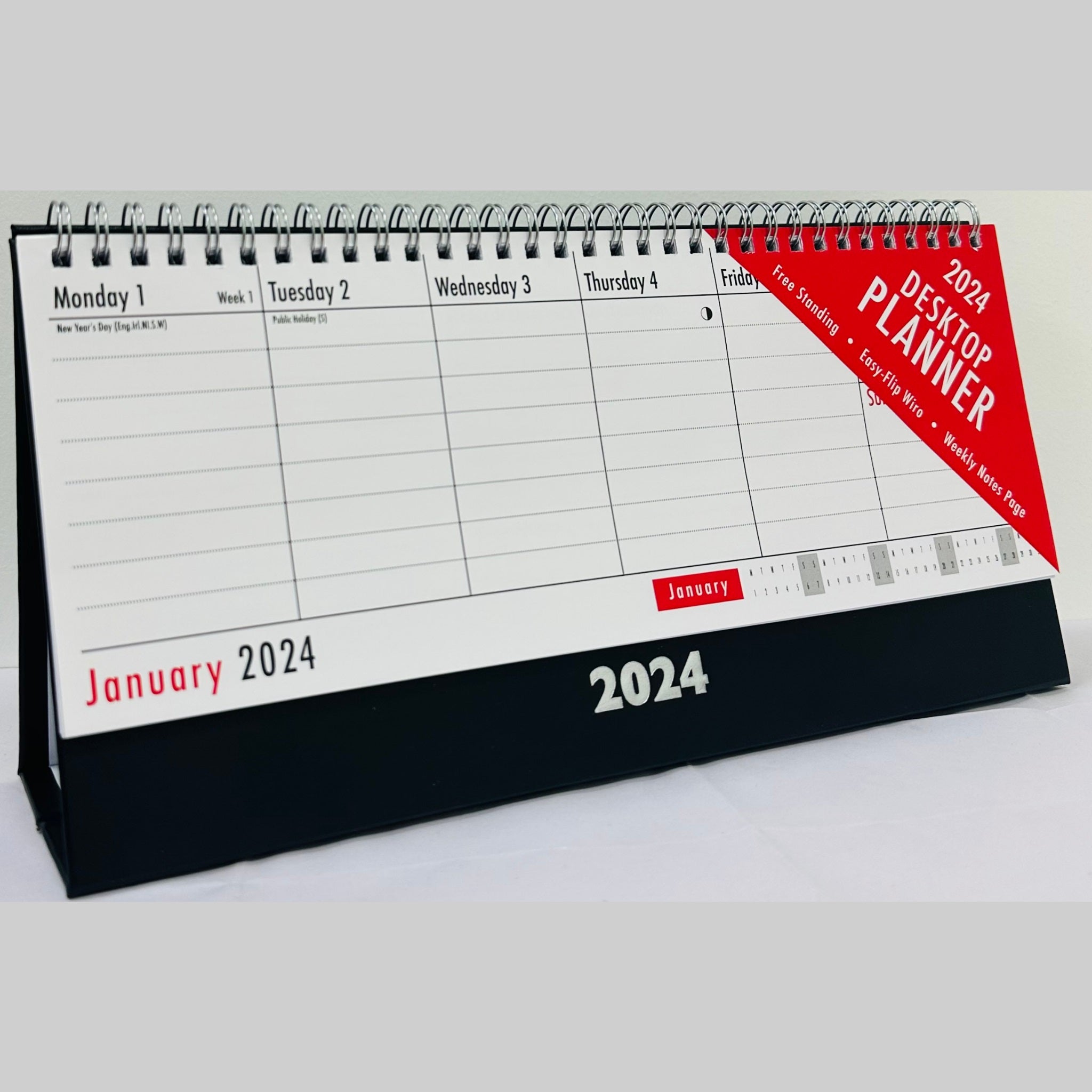 Beclen Harp 2024 WTV Desktop Planner/ Week To View Free Standing Wiro Office Home Top Planner Organiser