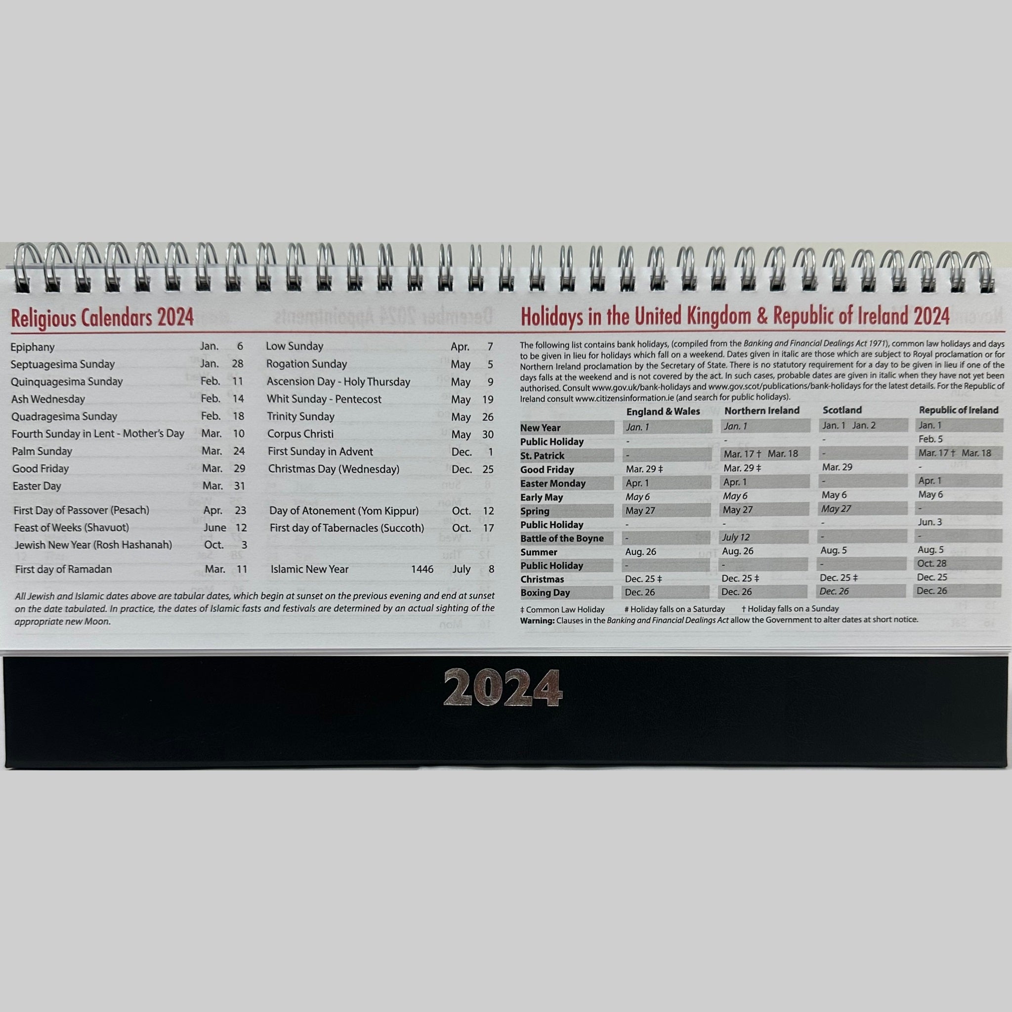 Beclen Harp 2024 WTV Desktop Planner/ Week To View Free Standing Wiro Office Home Top Planner Organiser