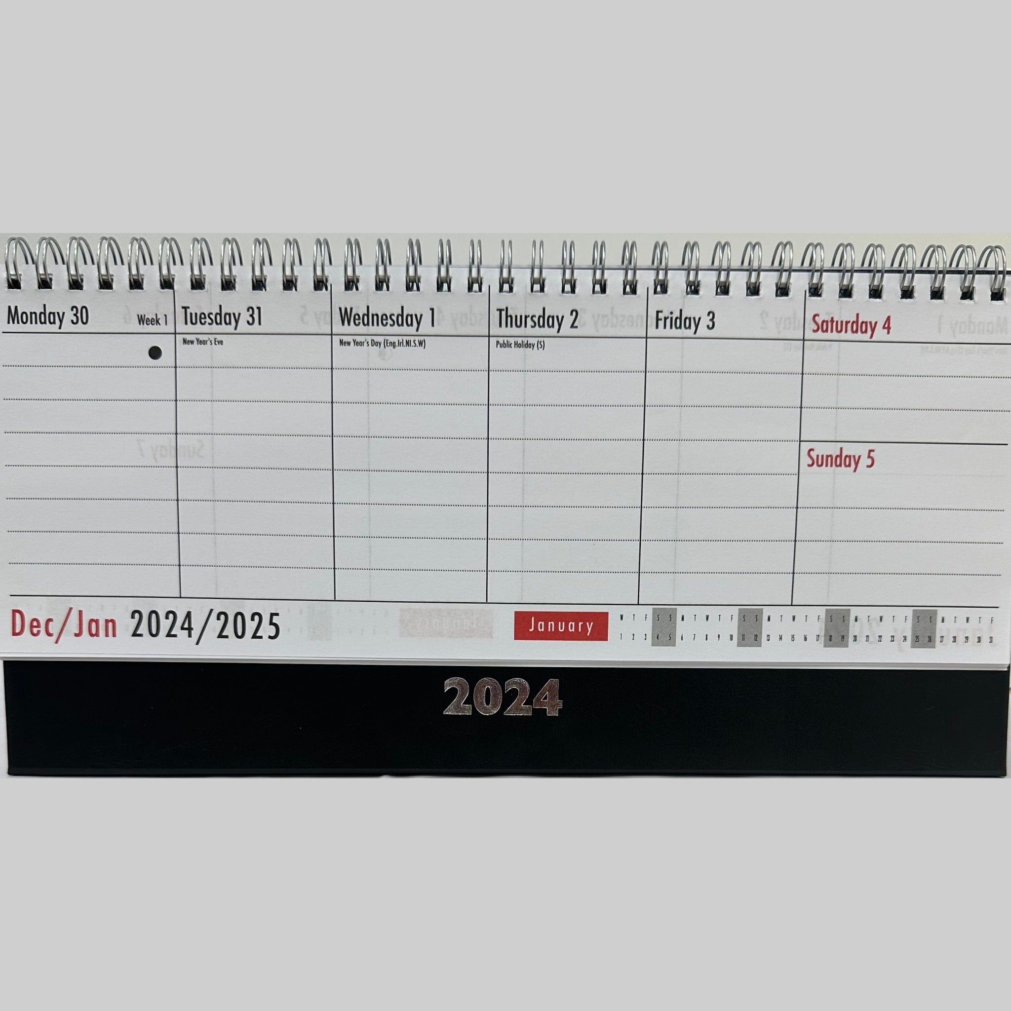 Beclen Harp 2024 WTV Desktop Planner/ Week To View Free Standing Wiro Office Home Top Planner Organiser