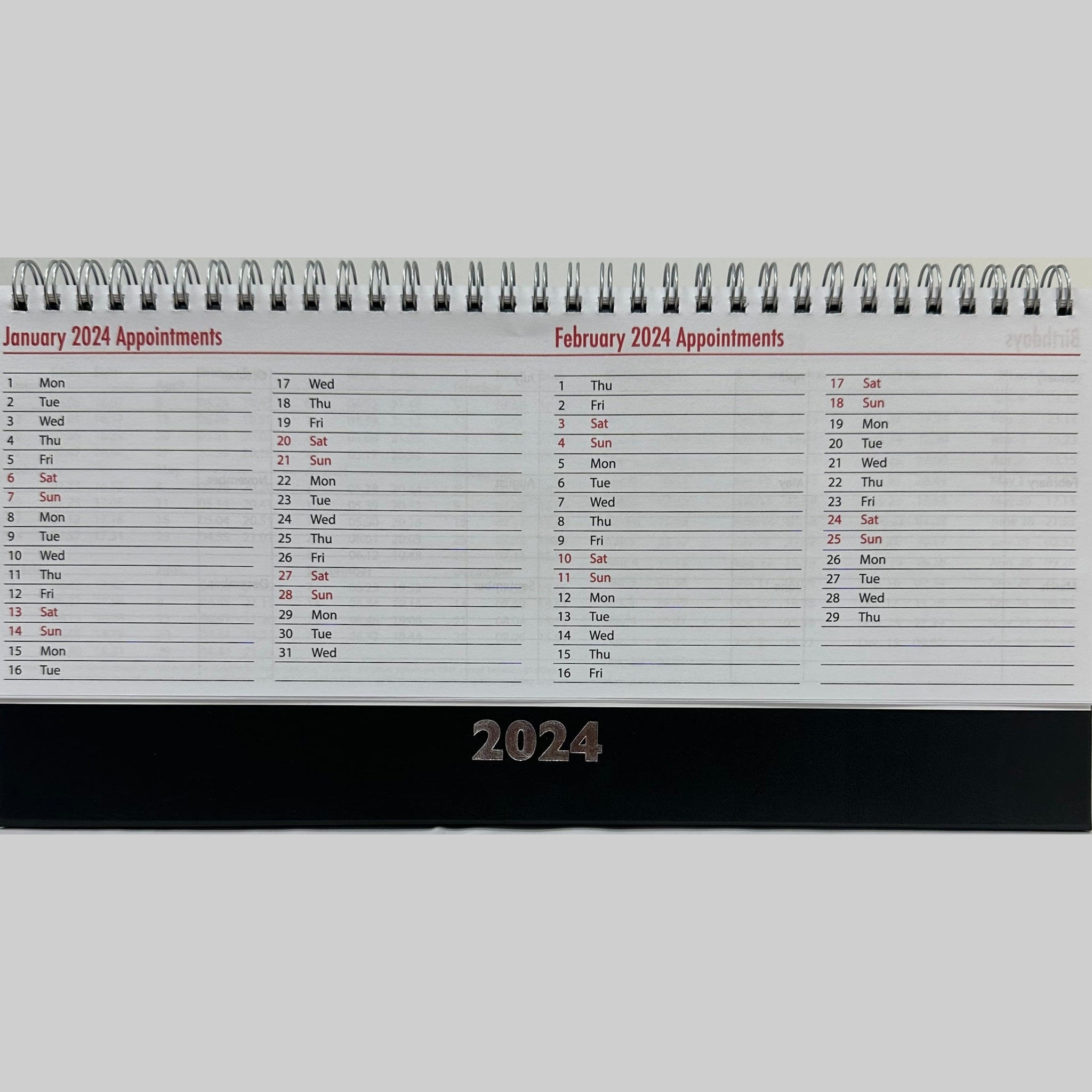 Beclen Harp 2024 WTV Desktop Planner/ Week To View Free Standing Wiro Office Home Top Planner Organiser