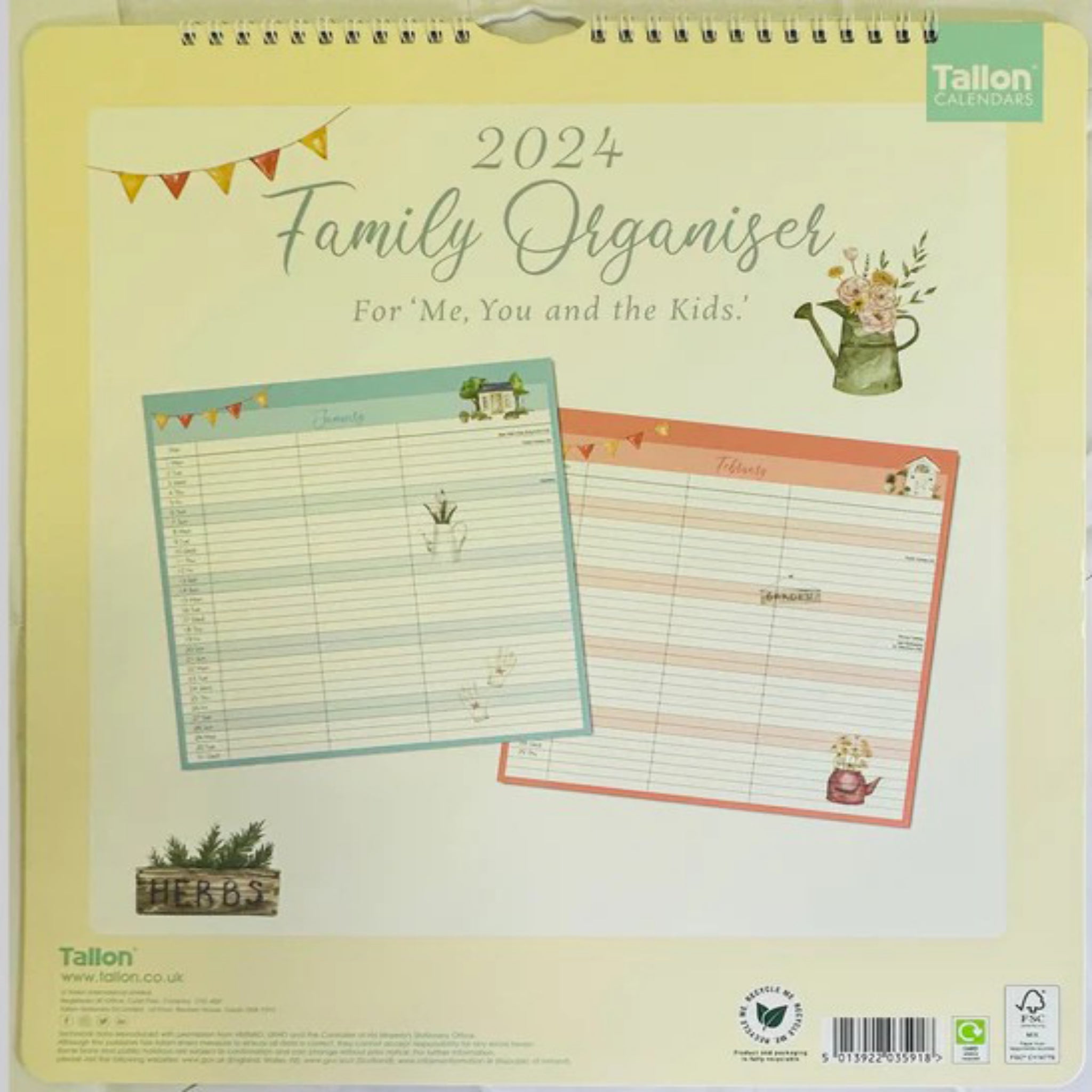 Beclen Harp 2024 MTV/ Month To View Family Organiser Planner For Me, You And The Kids / 3 Column Planner With Memo Board & Pen