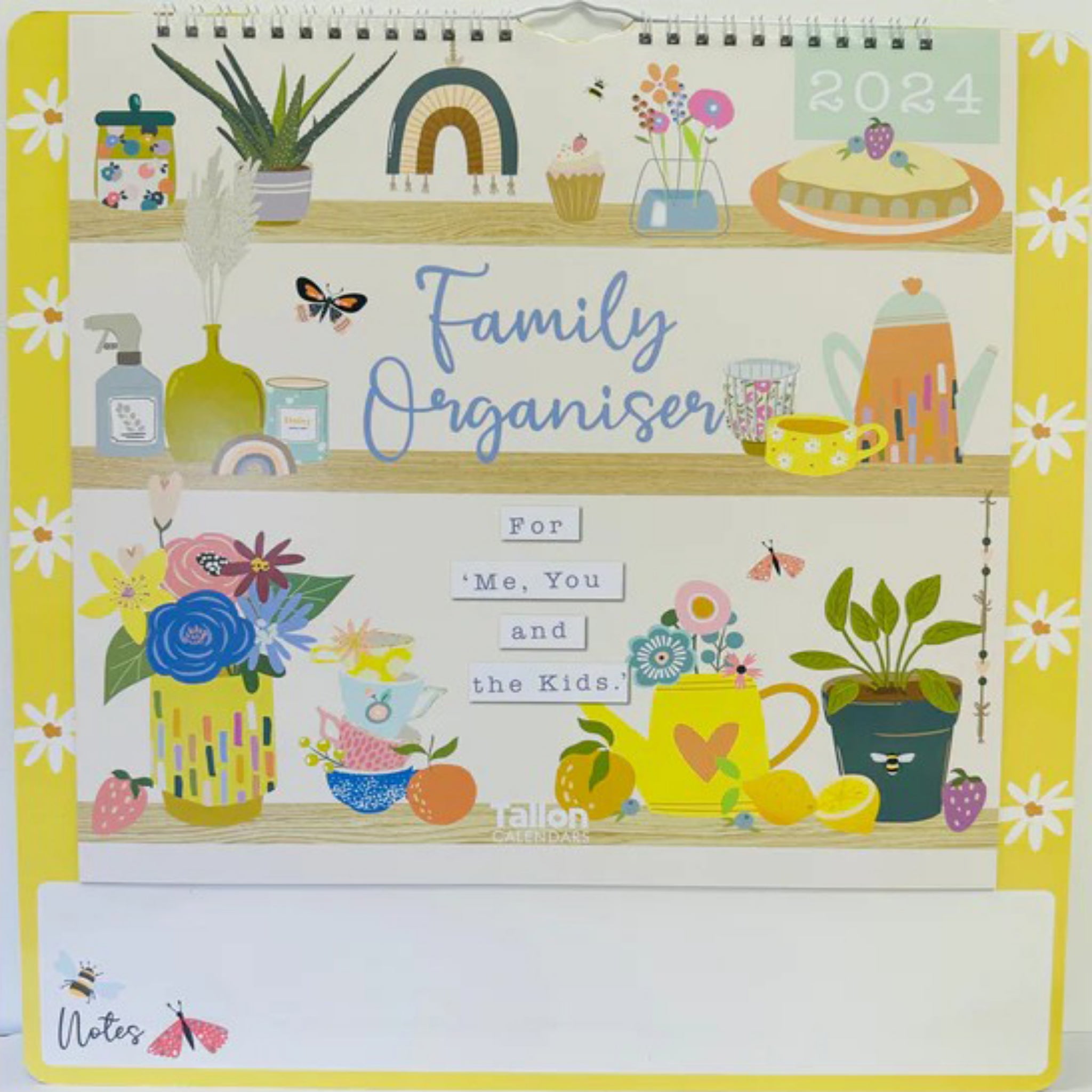 Beclen Harp 2024 MTV/ Month To View Family Organiser Planner For Me, You And The Kids / 3 Column Planner With Memo Board & Pen