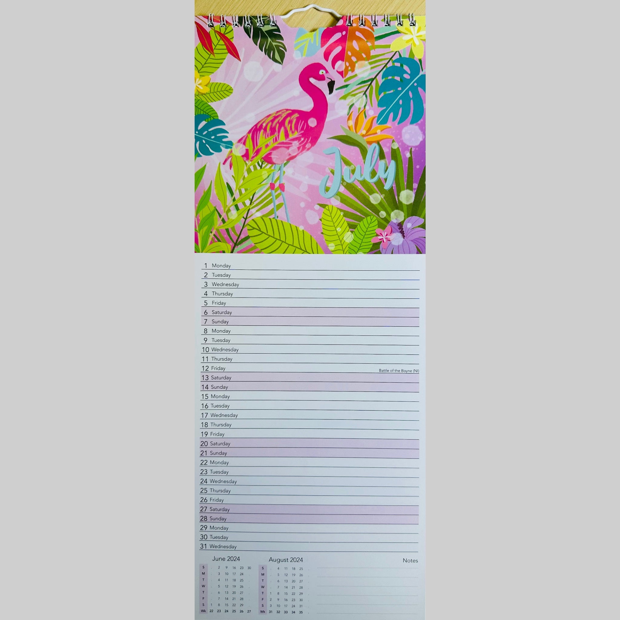 Beclen Harp Super Slim Month to View Spiral Bound Hanging Wall Calendar Home Office 2024 Enjoy The Little Things, You've Got This, Teddies, Jungle Vibes