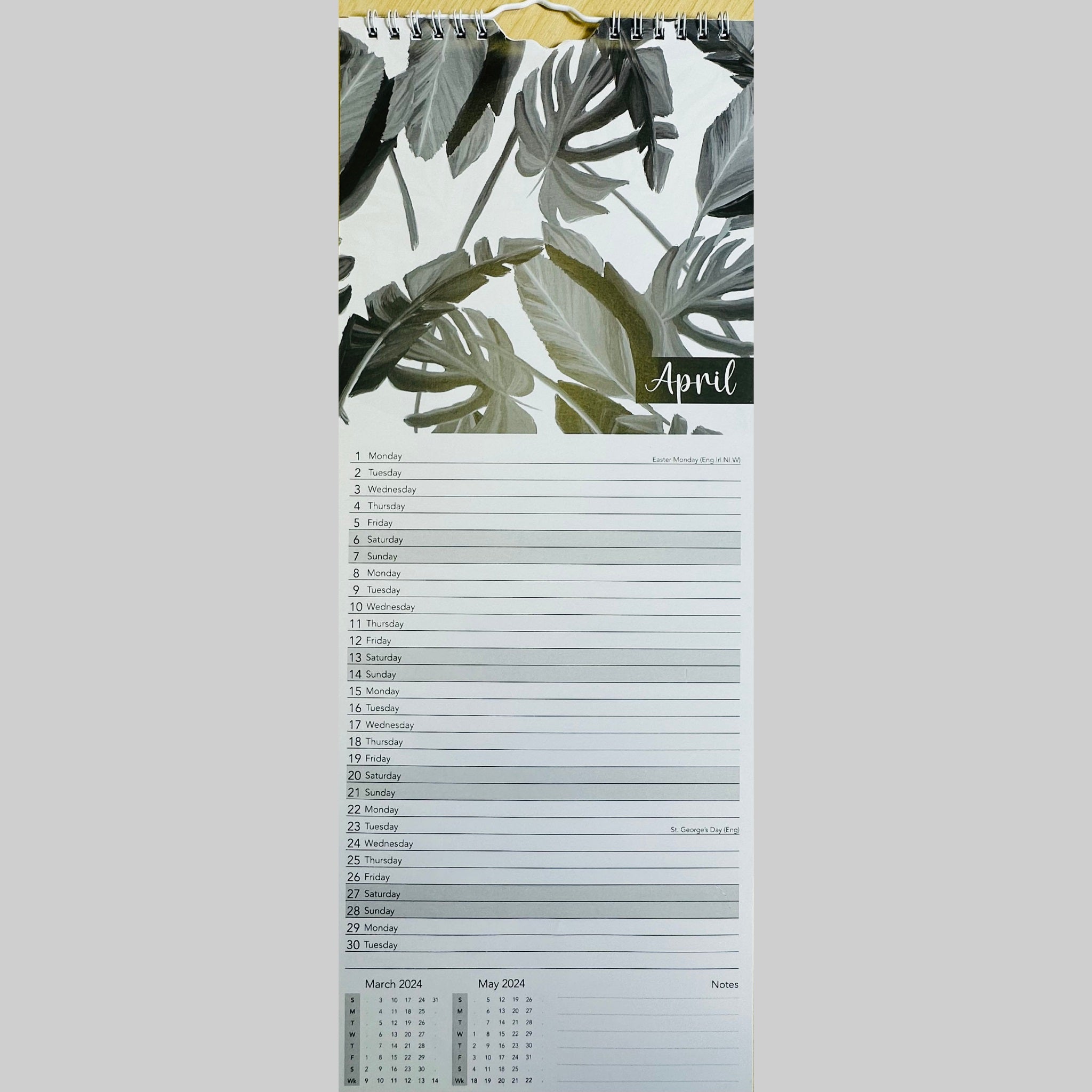 Beclen Harp Super Slim Month to View Spiral Bound Hanging Wall Calendar Home Office 2024 Enjoy The Little Things, You've Got This, Teddies, Jungle Vibes