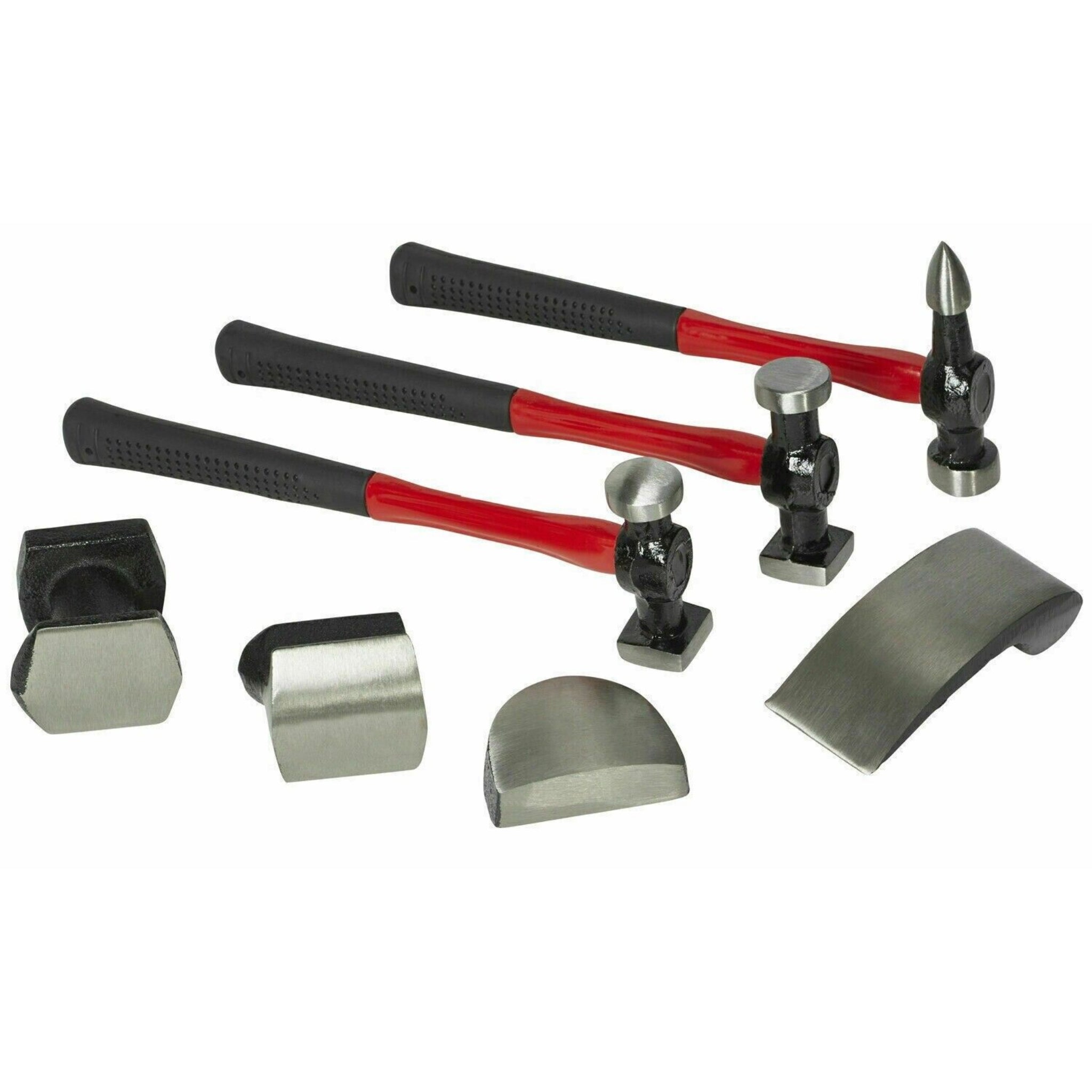 Beclen Harp 7pc Autobody Panel Repair/Dent Removal Tool Kit With Fiber Body Beating/Bumping Hammers