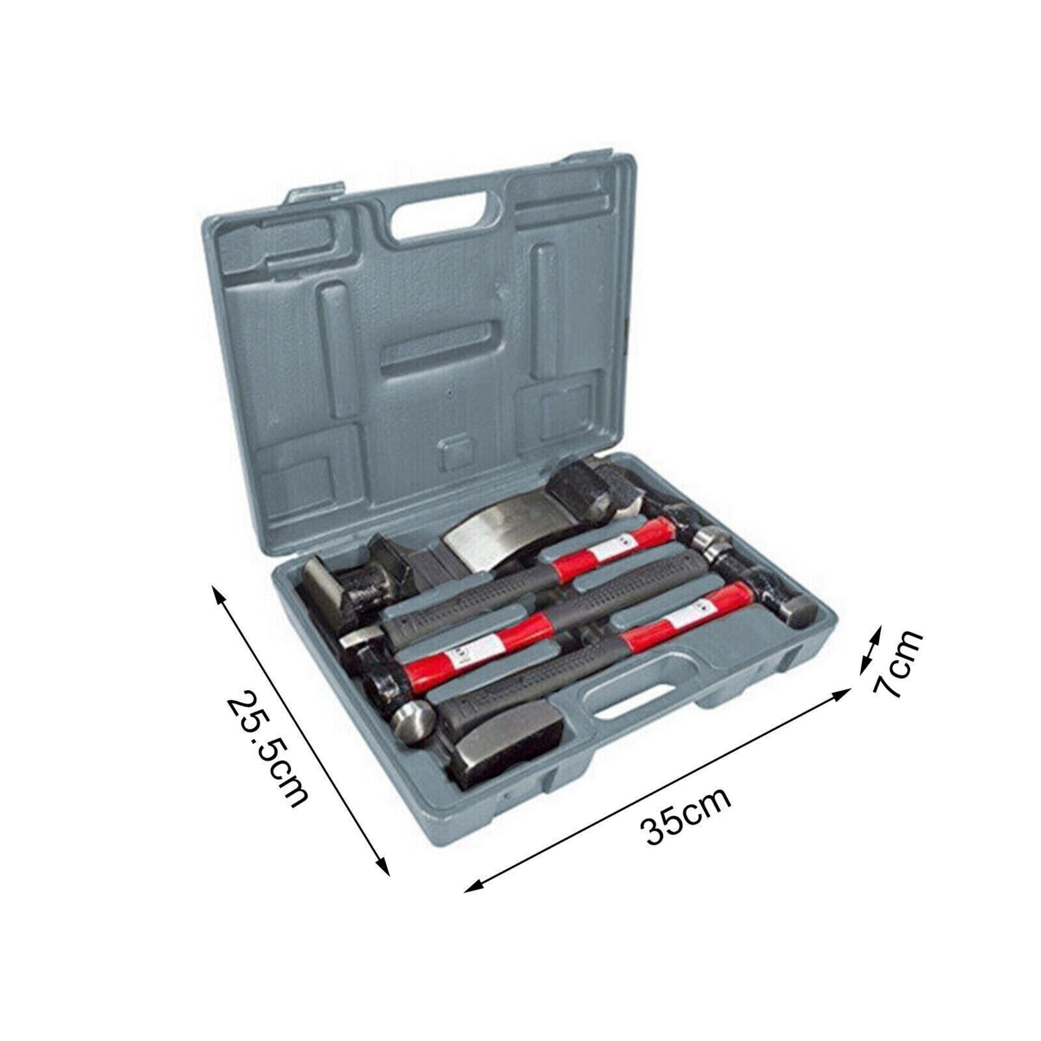 Beclen Harp 7pc Autobody Panel Repair/Dent Removal Tool Kit With Fiber Body Beating/Bumping Hammers