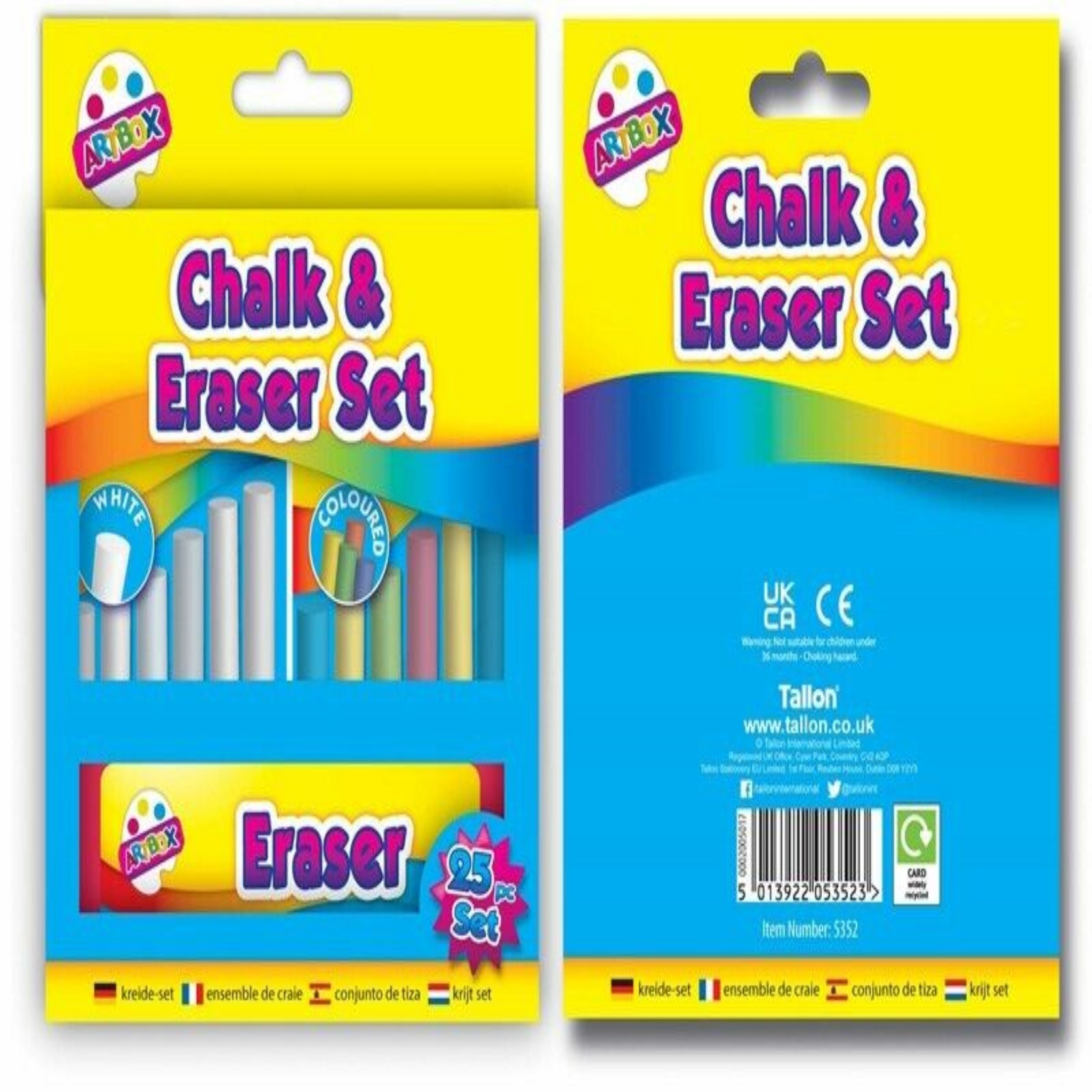 Beclen Harp 25 Piece Fun Chalk And Eraser Set Non Toxic Toddler Kids Play Pavement Walls Draw Art Fun Craft Home Office School