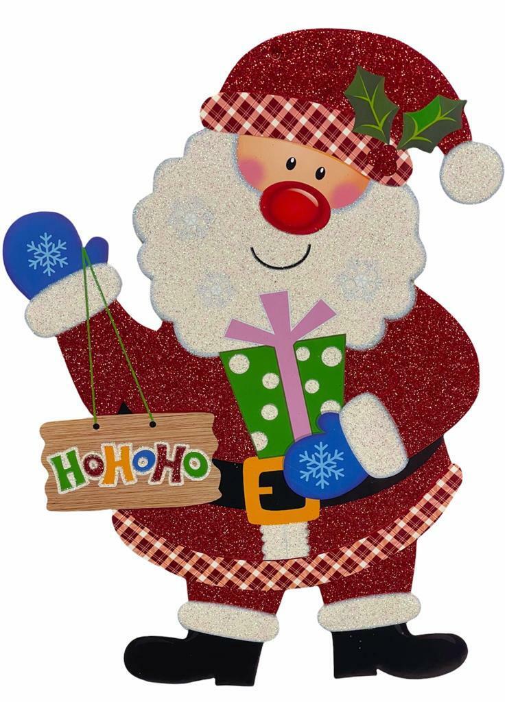 Beclen Harp 4 X Christmas/Xmas Cute Personalized Large Glitter/Sparkle Board Window/Door/Tree Hanging Party Decor/Decoration Size 38cm