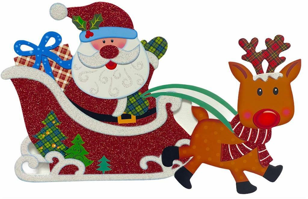 Beclen Harp 4 X Christmas/Xmas Cute Personalized Large Glitter/Sparkle Board Window/Door/Tree Hanging Party Decor/Decoration Size 38cm