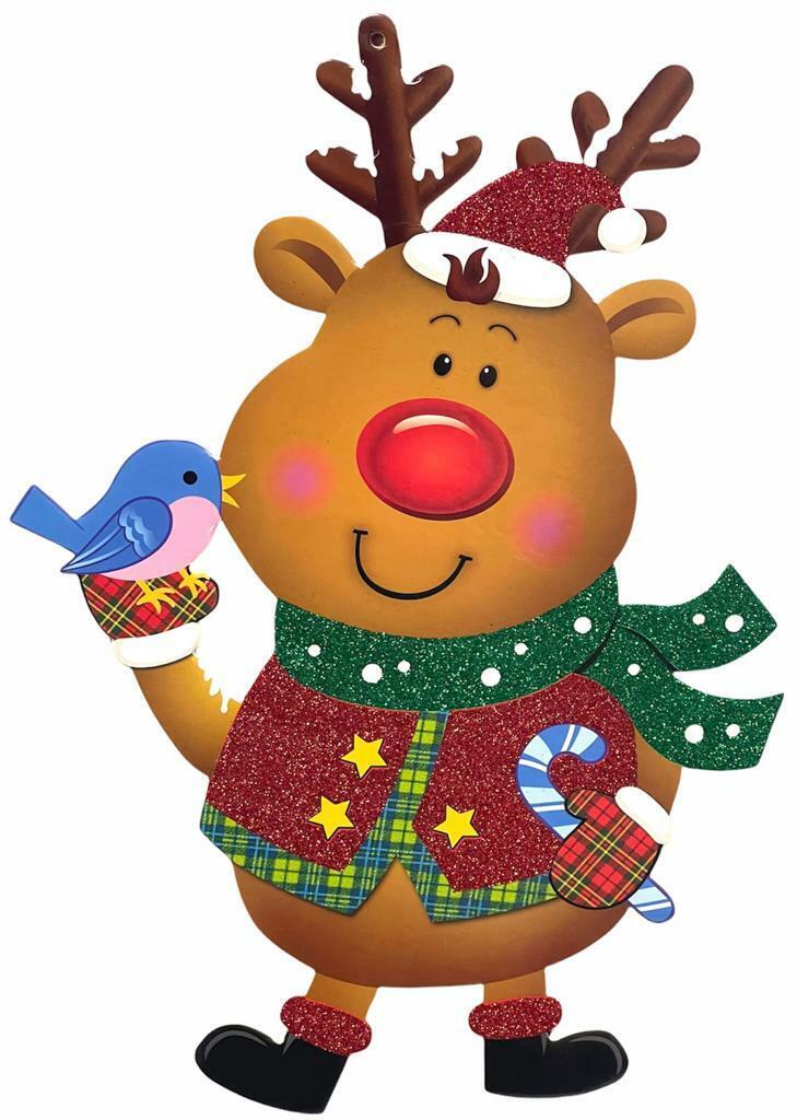 Beclen Harp 4 X Christmas/Xmas Cute Personalized Large Glitter/Sparkle Board Window/Door/Tree Hanging Party Decor/Decoration Size 38cm