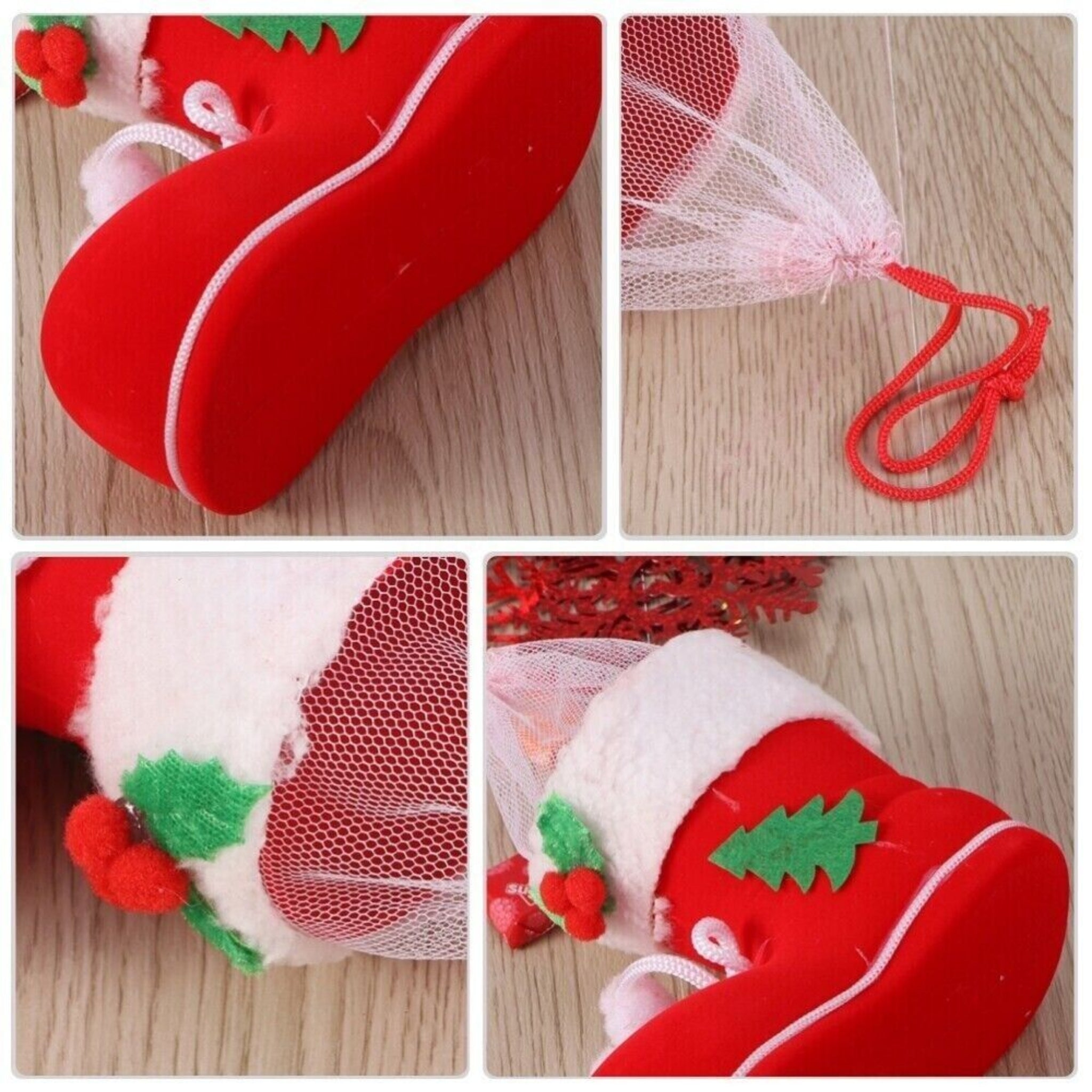 Beclen Harp 3Pc Christmas/Xmas Hanging Santa Claus Candy Boots/Shoes Present/Gift Basket-Perfect Christmas/Xmas Decoration Ornament And Door Decor