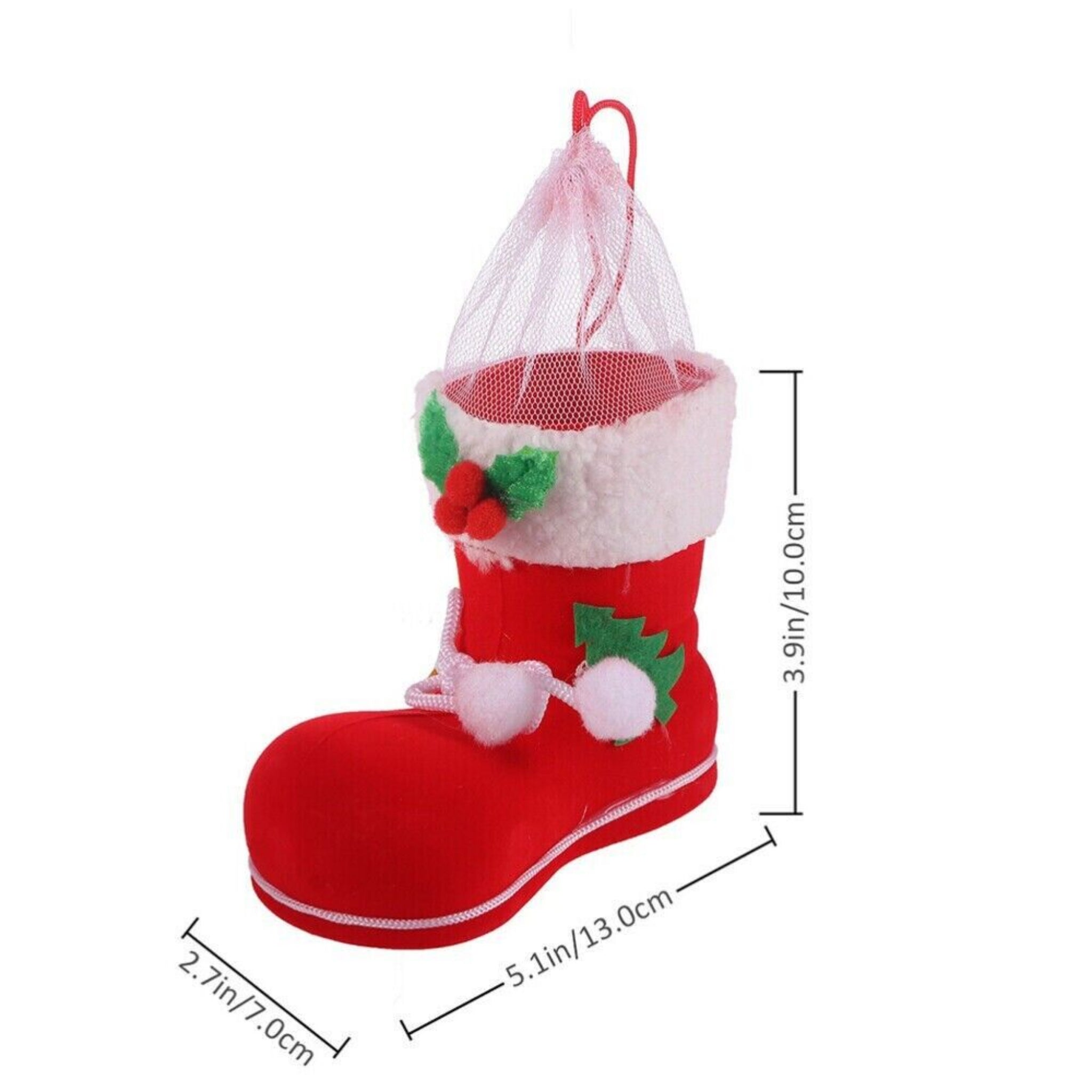 Beclen Harp 3Pc Christmas/Xmas Hanging Santa Claus Candy Boots/Shoes Present/Gift Basket-Perfect Christmas/Xmas Decoration Ornament And Door Decor
