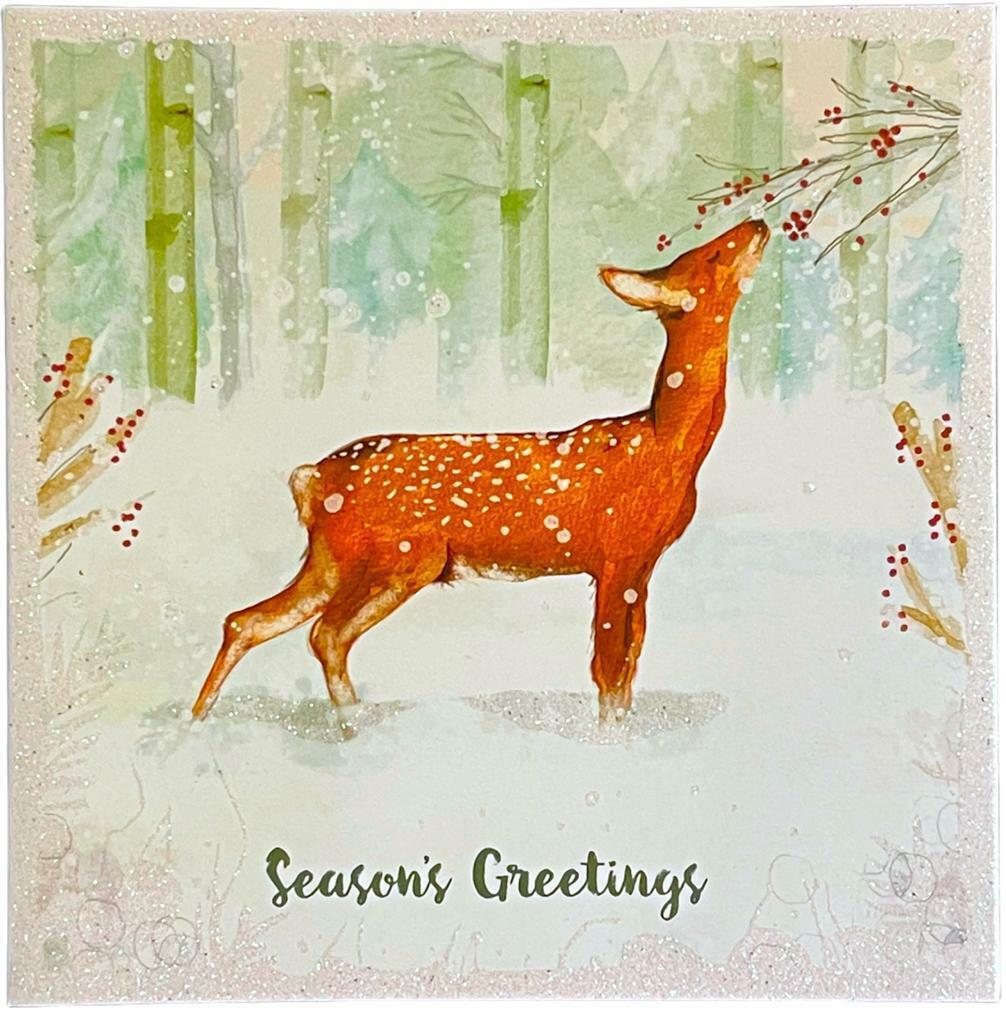 Beclen Harp Pack Of 10 Luxury Personalized Minted Christmas/Xmas Festive/Traditional Glitter/Sparkle/Shimmer Cards With White Envelopes